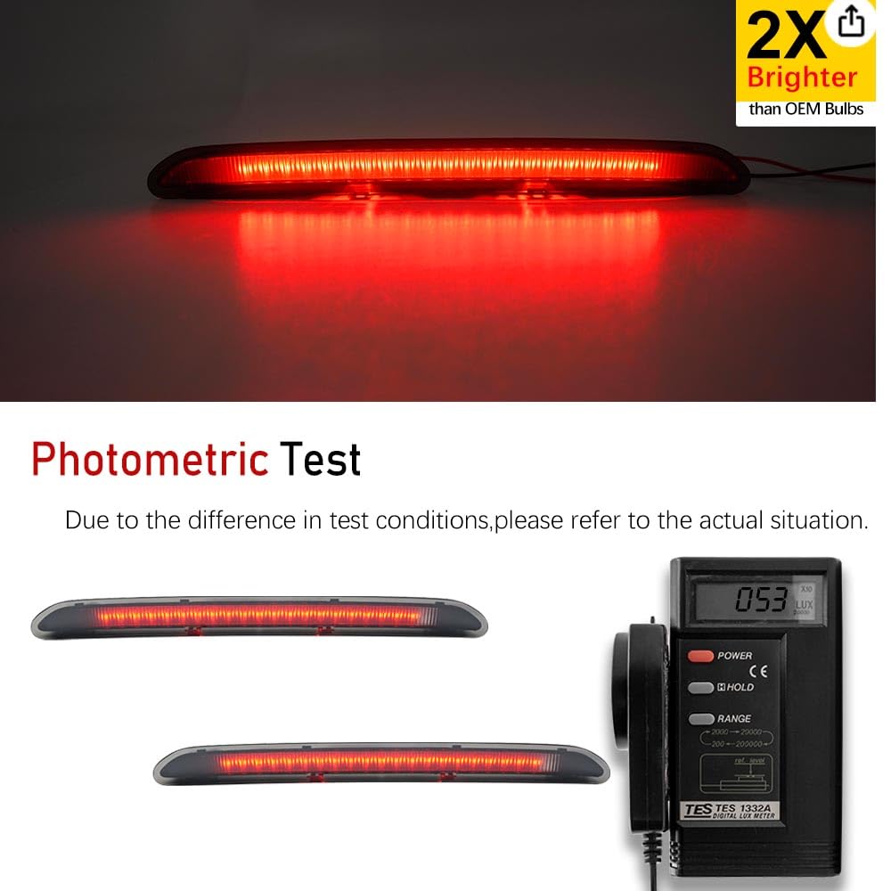 NJSBYL Red LED Third Brake Light & White LED Reverse Light Kit - Compatible with VW MK6 Golf Jetta Wagon MK5 GTI Rabbit Passat B6 Tiguan - Smoked Waterproof Lens - Perfect for Night Driving & Cargo Roof Lighting
