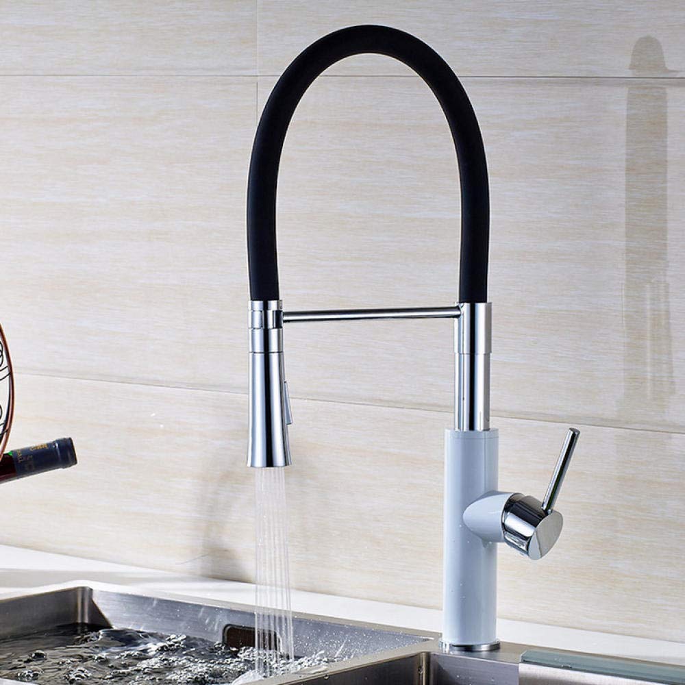 Black Pull Down Kitchen Sink Faucet - High Arc Swan Neck Design with Sprayer, Single Handle Mixer Tap for Modern Home Kitchen - Perfect for Washing Dishes, Filling Pots & Cleaning Vegetables