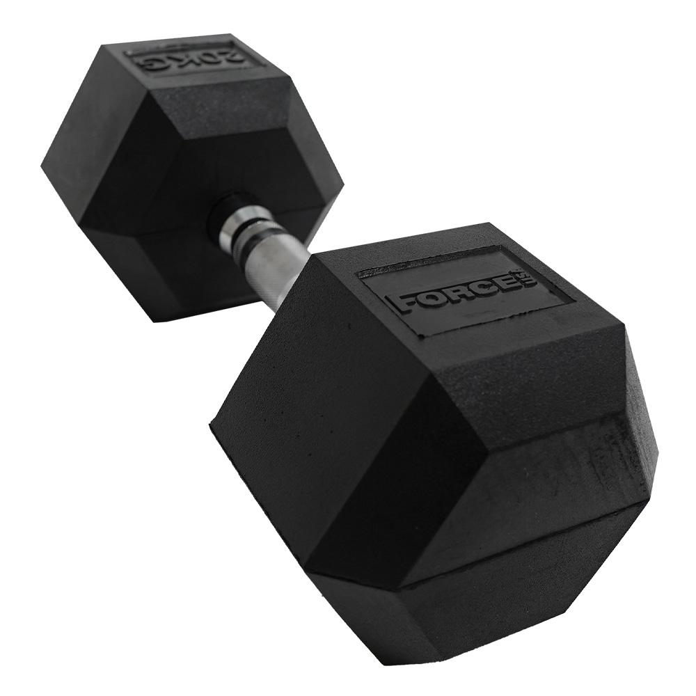 Force USA Rubber Hex Dumbbells - Premium Weight Set for Home Gym & Strength Training (5-100lbs, Sold Individually) - Perfect for CrossFit, Bodybuilding & Fitness Workouts