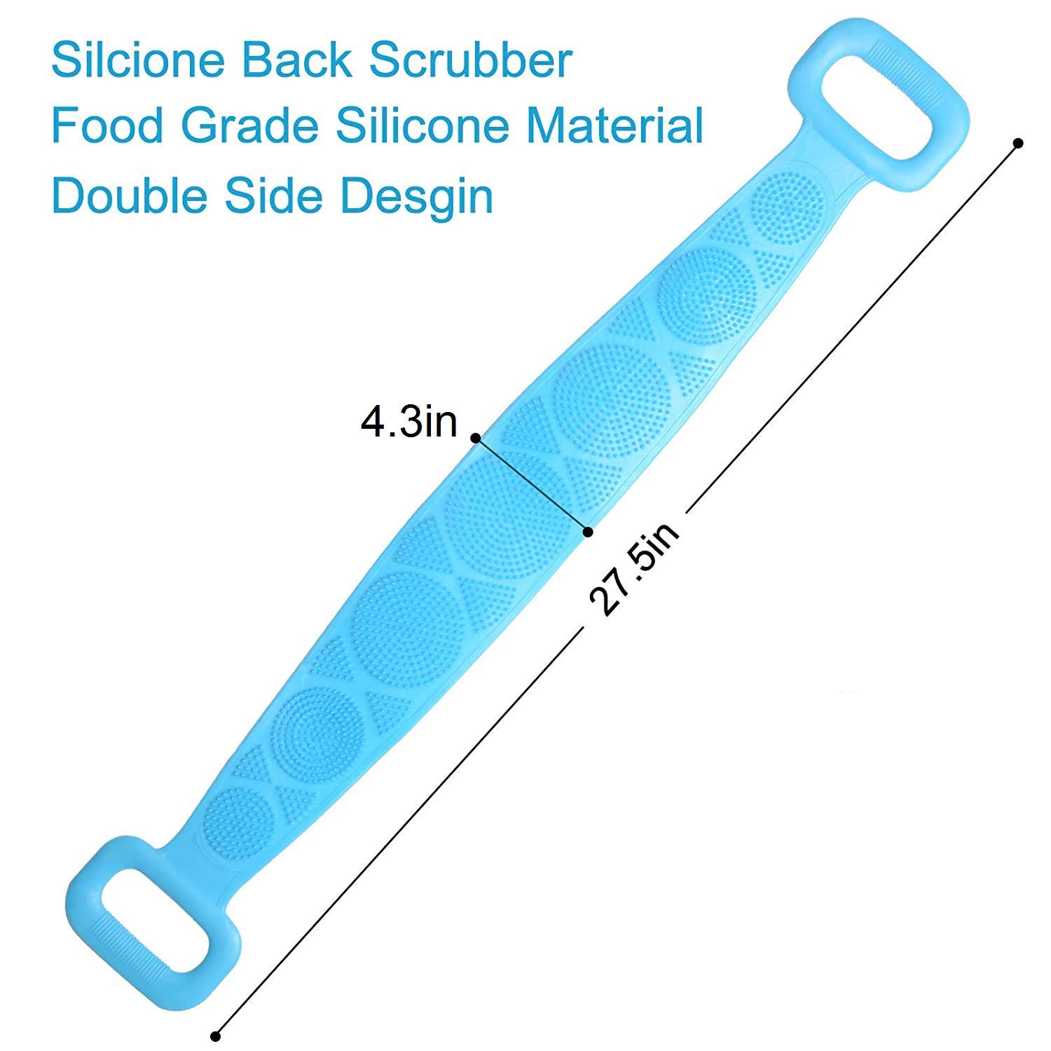 Sozzumi Silicone Back Scrubber - Double Sided Bath Brush for Men & Women - Dead Skin Removal & Massage for Shower & Spa