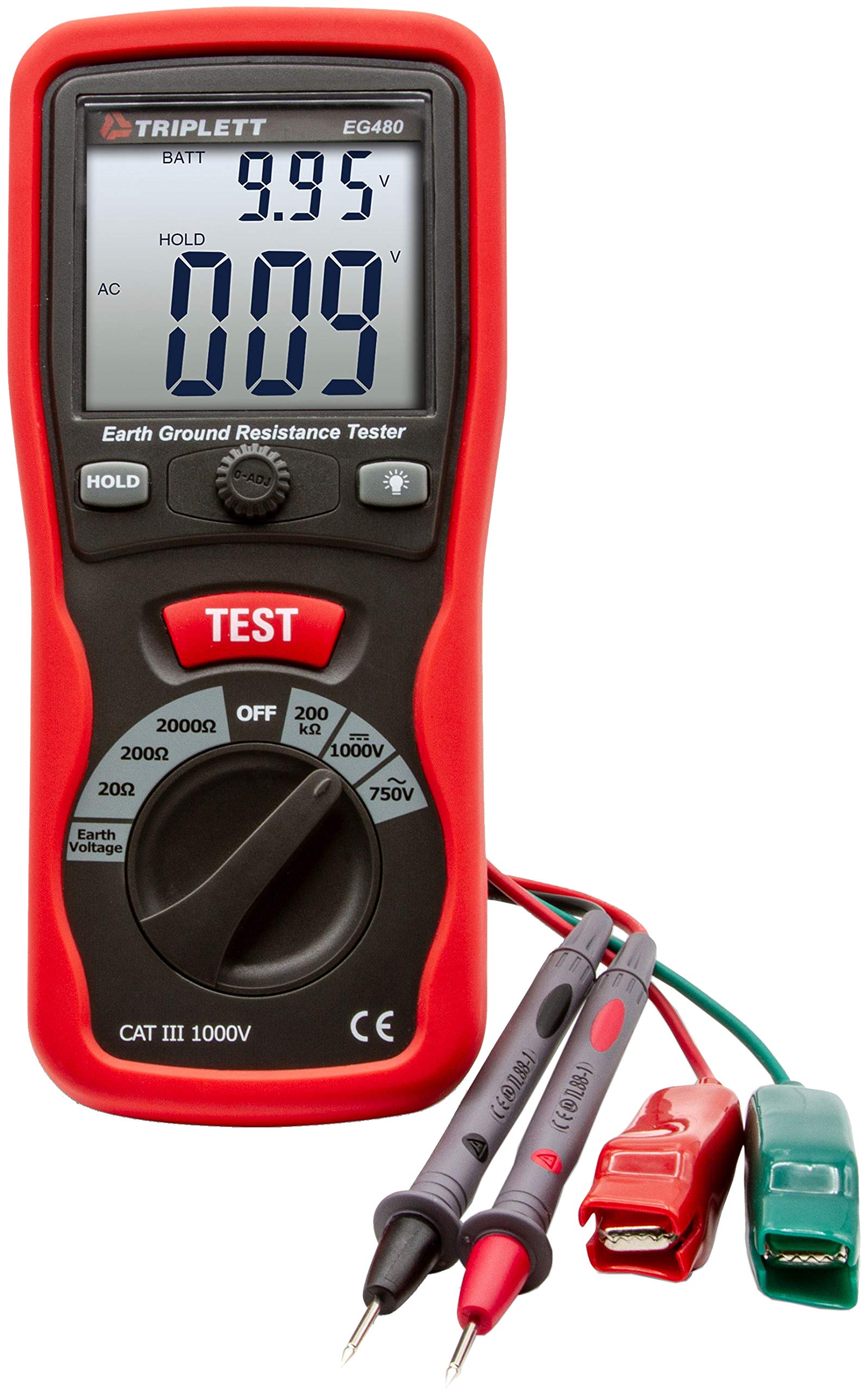 Triplett EG480 Digital Earth Ground Resistance Tester Kit - NIST Certified Calibration Included | Perfect for Electricians, Engineers & Industrial Maintenance