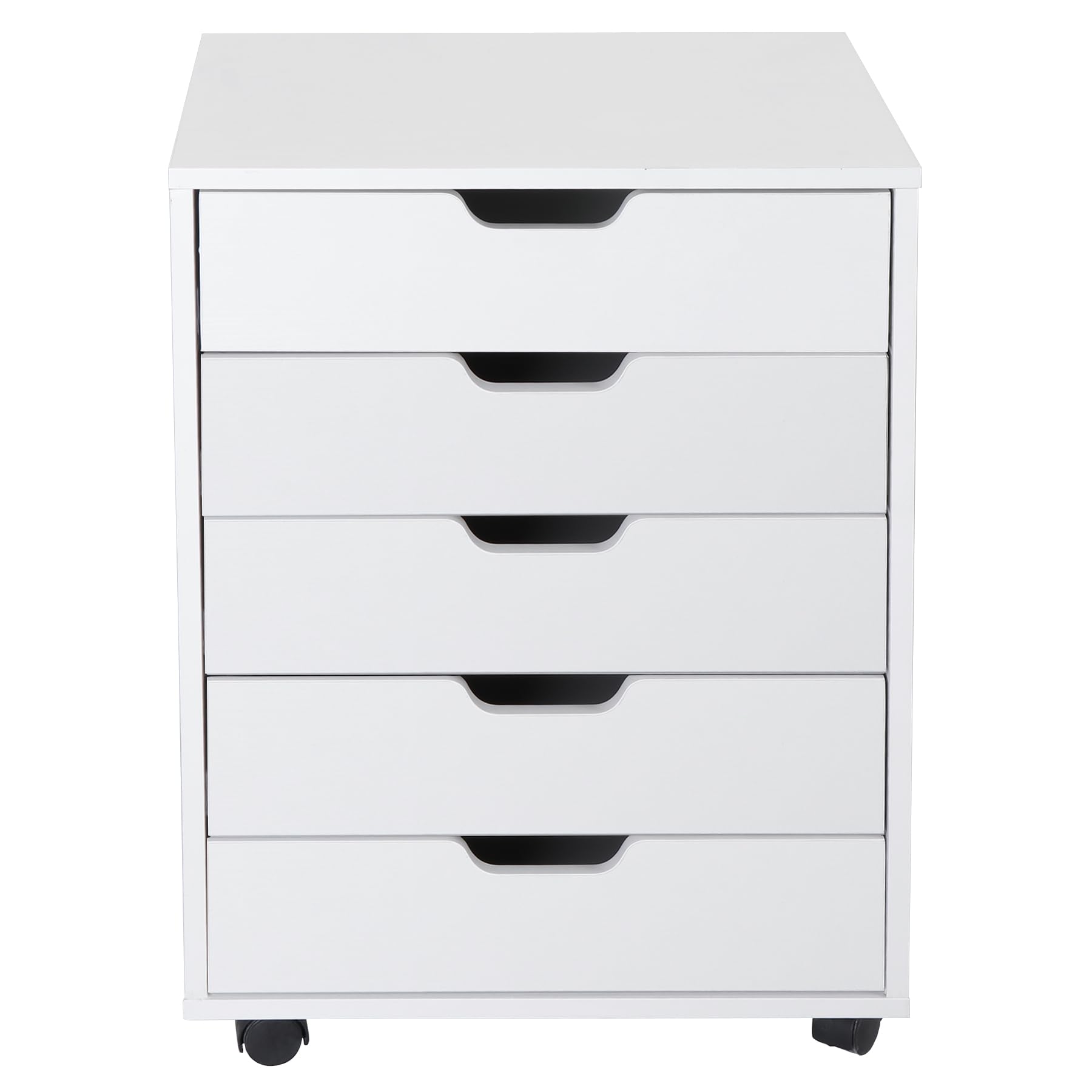 5-Drawer Mobile File Cabinet with Wheels - Under Desk Storage Organizer for Home Office, Small Rolling File Chest & Printer Stand - Modern White Office Furniture for Documents & Supplies (Large, NF0293) - Perfect for Home Offices, Small Spaces & Workspace Organization