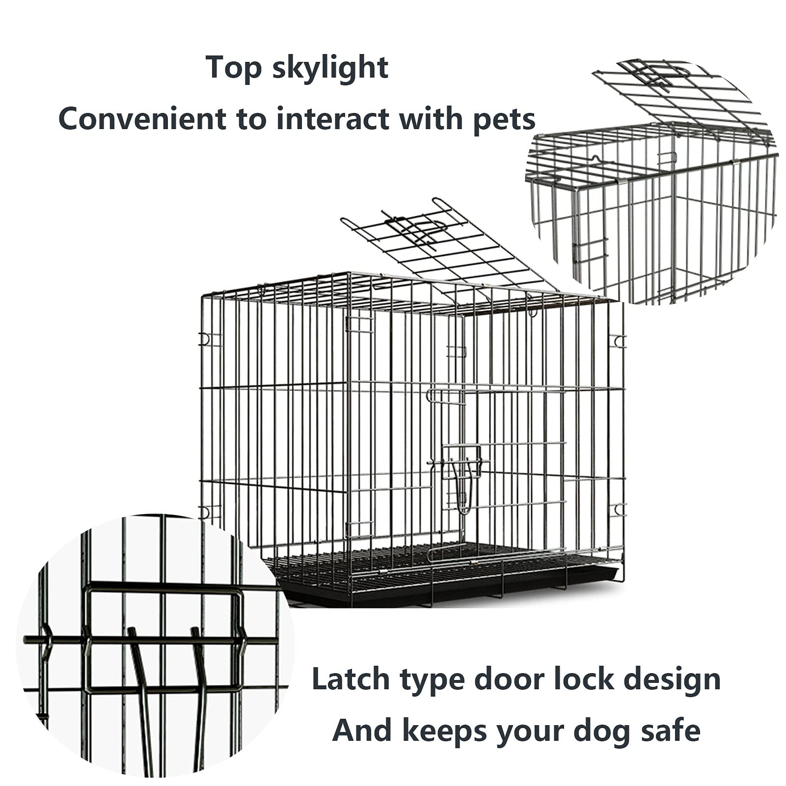 Heavy Duty Folding Metal Dog Crate with Lock - 27.5