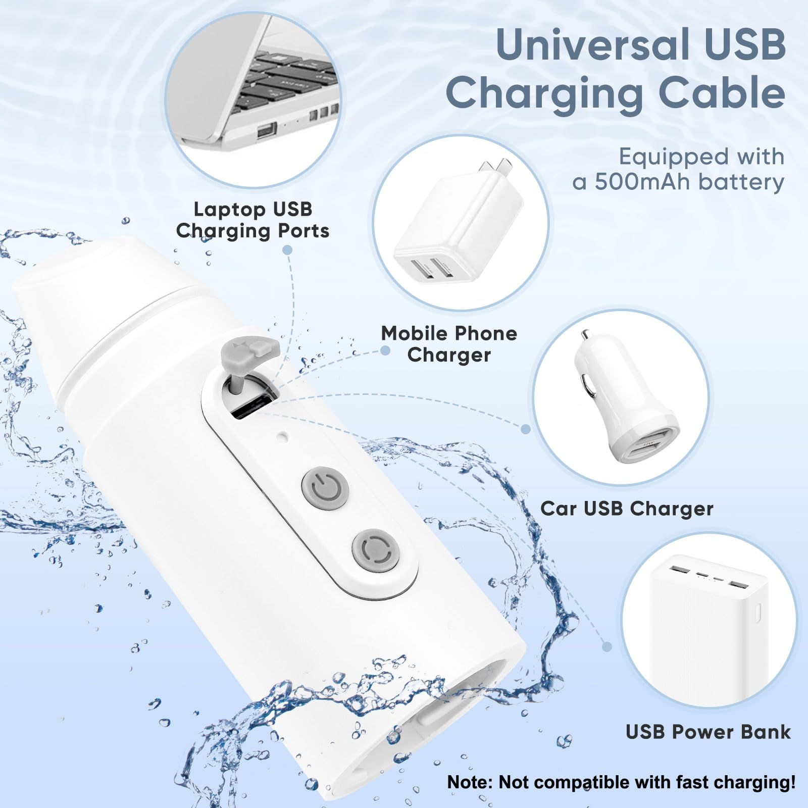 LEIVI Portable Travel Bidet for Women & Men - Handheld Rechargeable Bidet with USB Cable, 3 Pressure Settings, White | Perfect for Travel, Camping & Postpartum Care