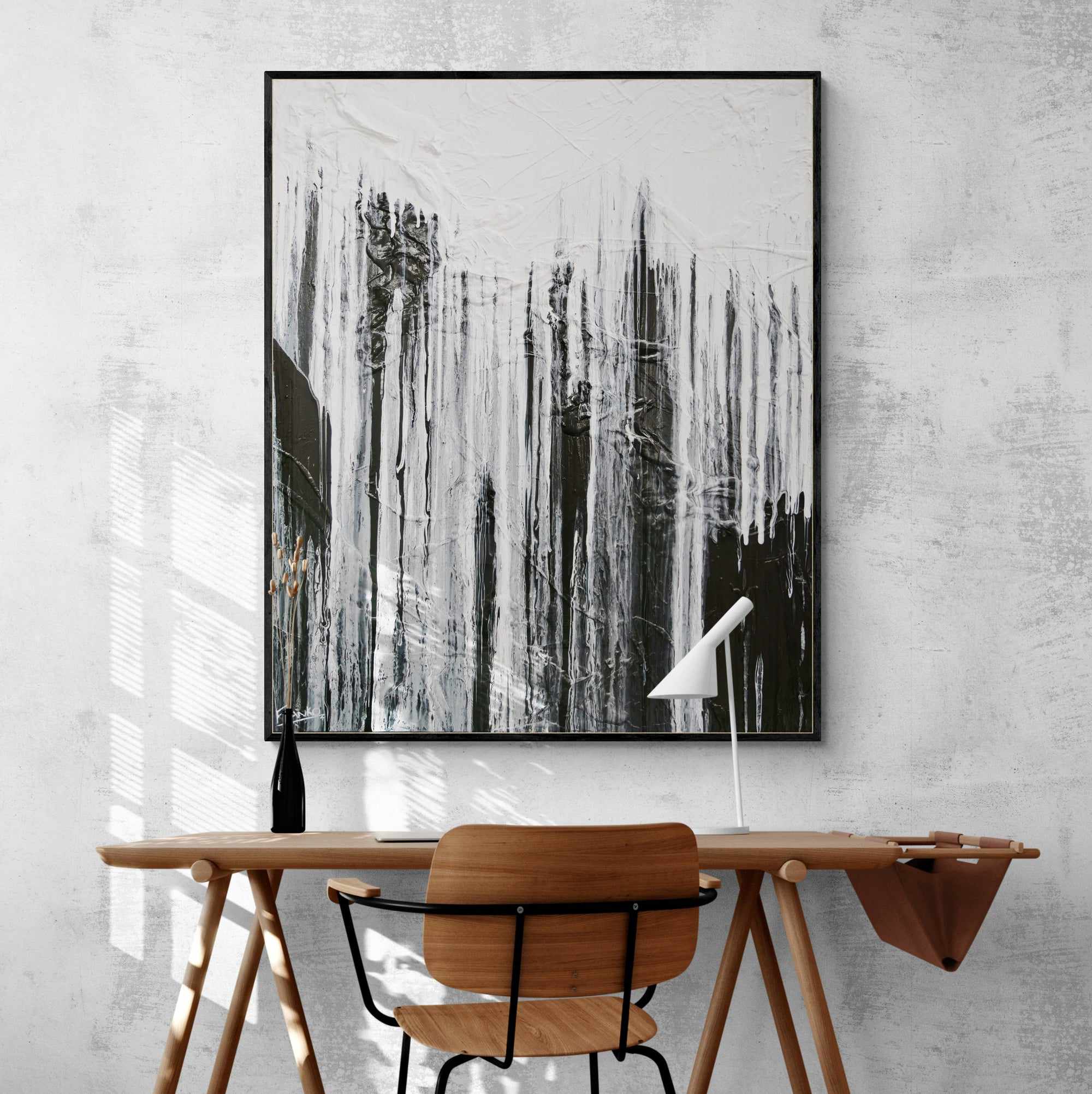 Lucid Jellyfish 120cm x 100cm Black White Grey Textured Abstract Canvas Wall Art - Modern Home Decor for Living Room, Bedroom & Office