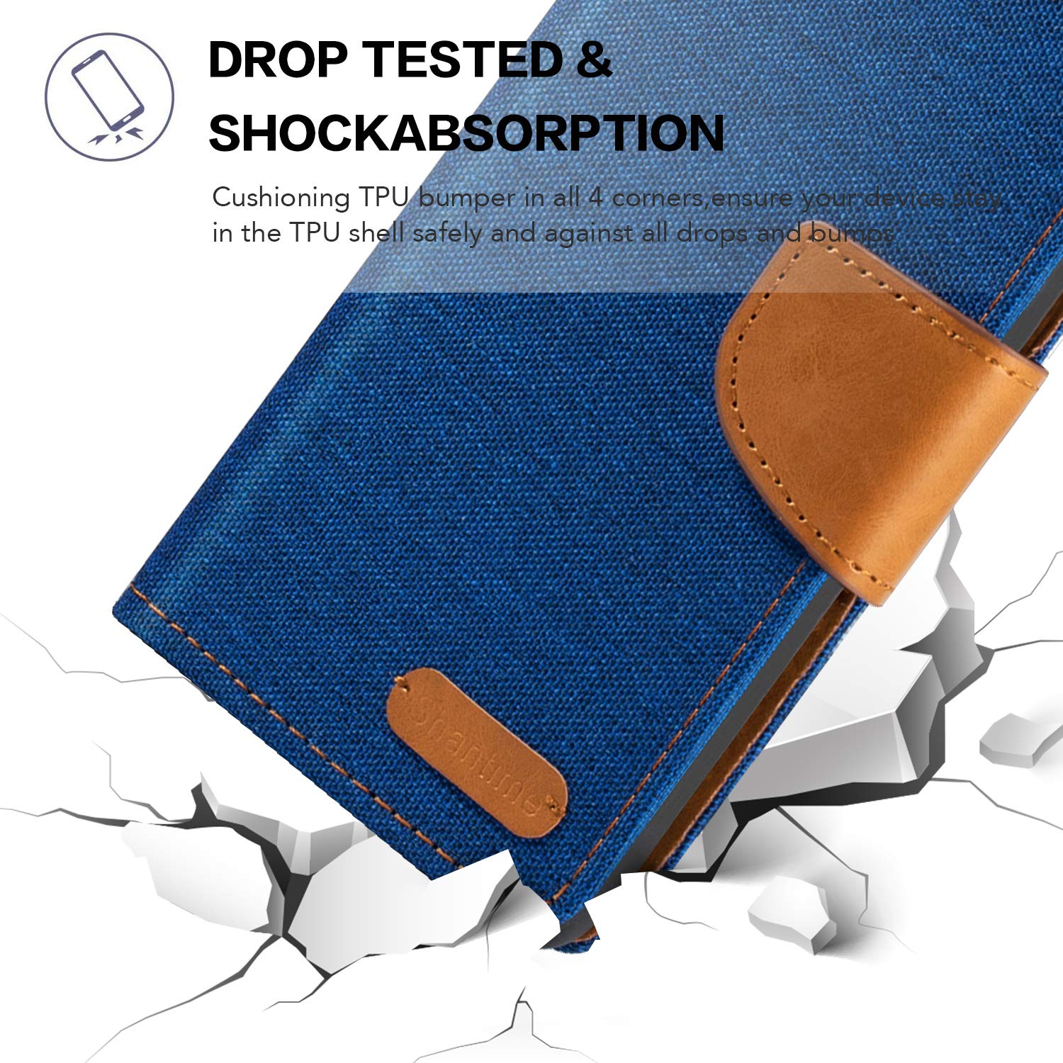 TCL 10 SE Phone Case - Premium Oxford Leather Wallet Cover with Soft TPU Back & Magnetic Closure | Perfect for Daily Use, Business Meetings & Travel Protection (Blue)
