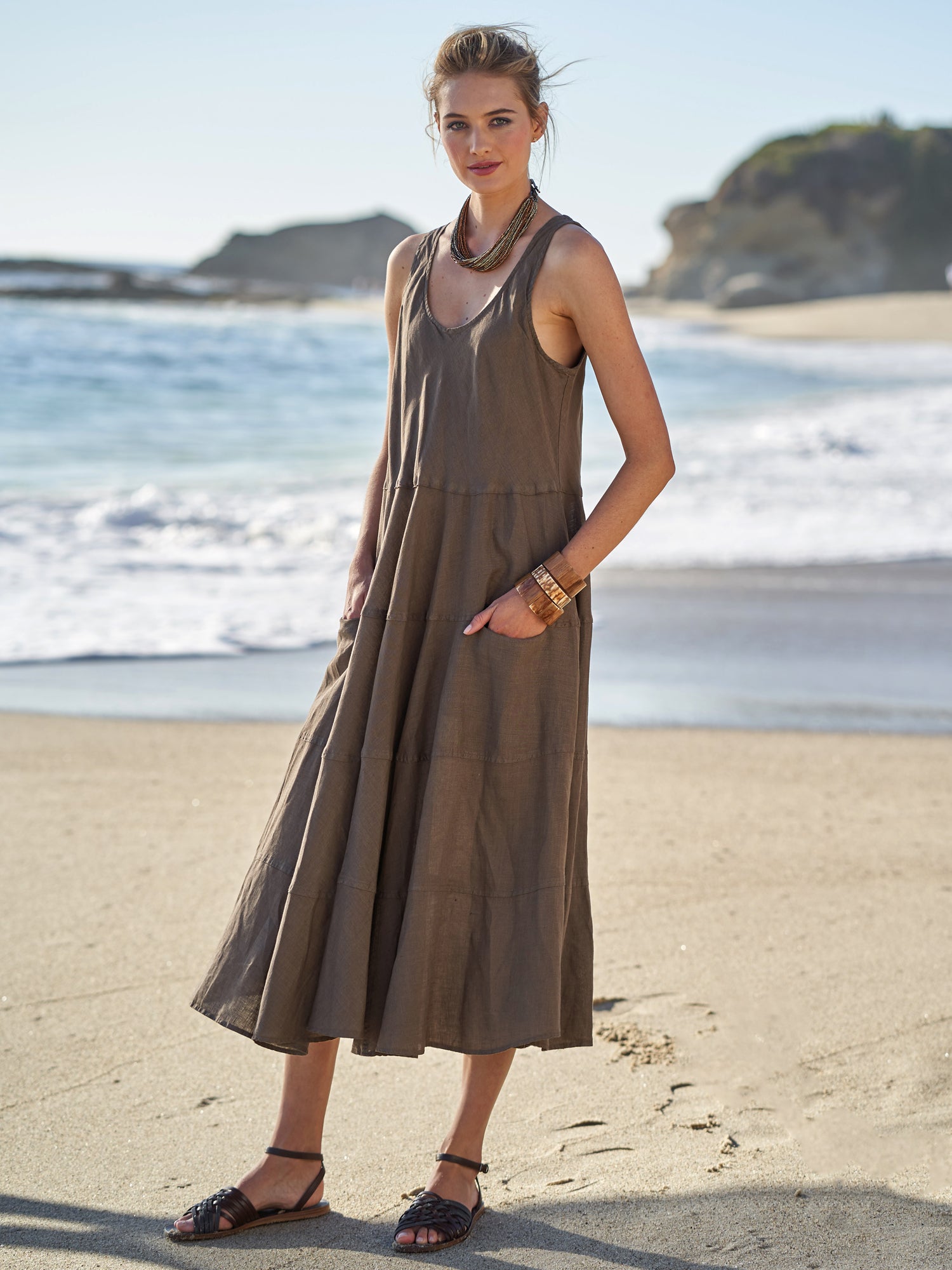 Shari Linen Dress for Women - Breathable Summer Maxi Dress with Pockets | Perfect for Beach Vacation, Date Night & Casual Outings