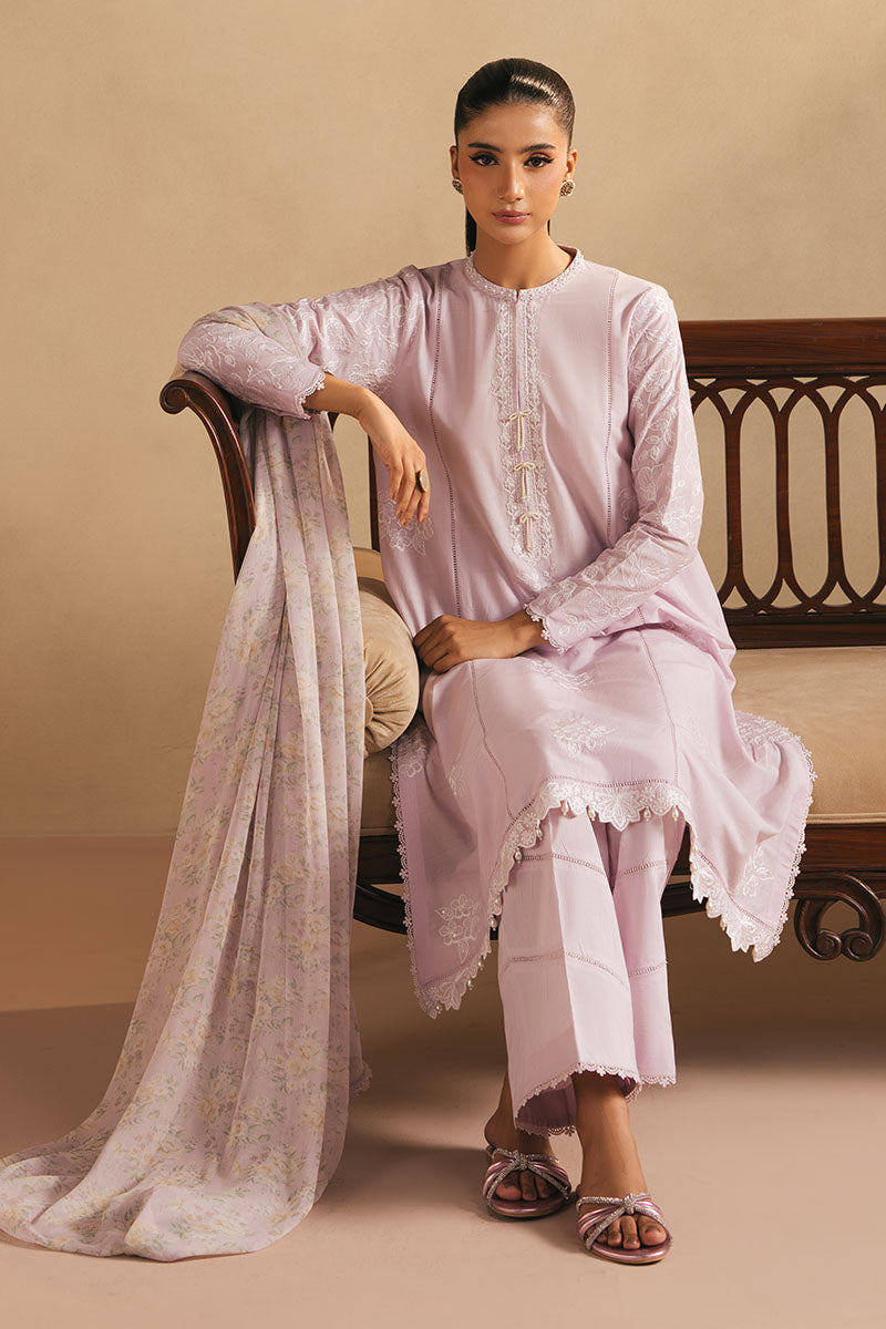 LAVENDER DREAM 3-Piece Embroidered Lawn Suit for Women | Floral Summer Outfit | Perfect for Weddings, Garden Parties & Casual Wear
