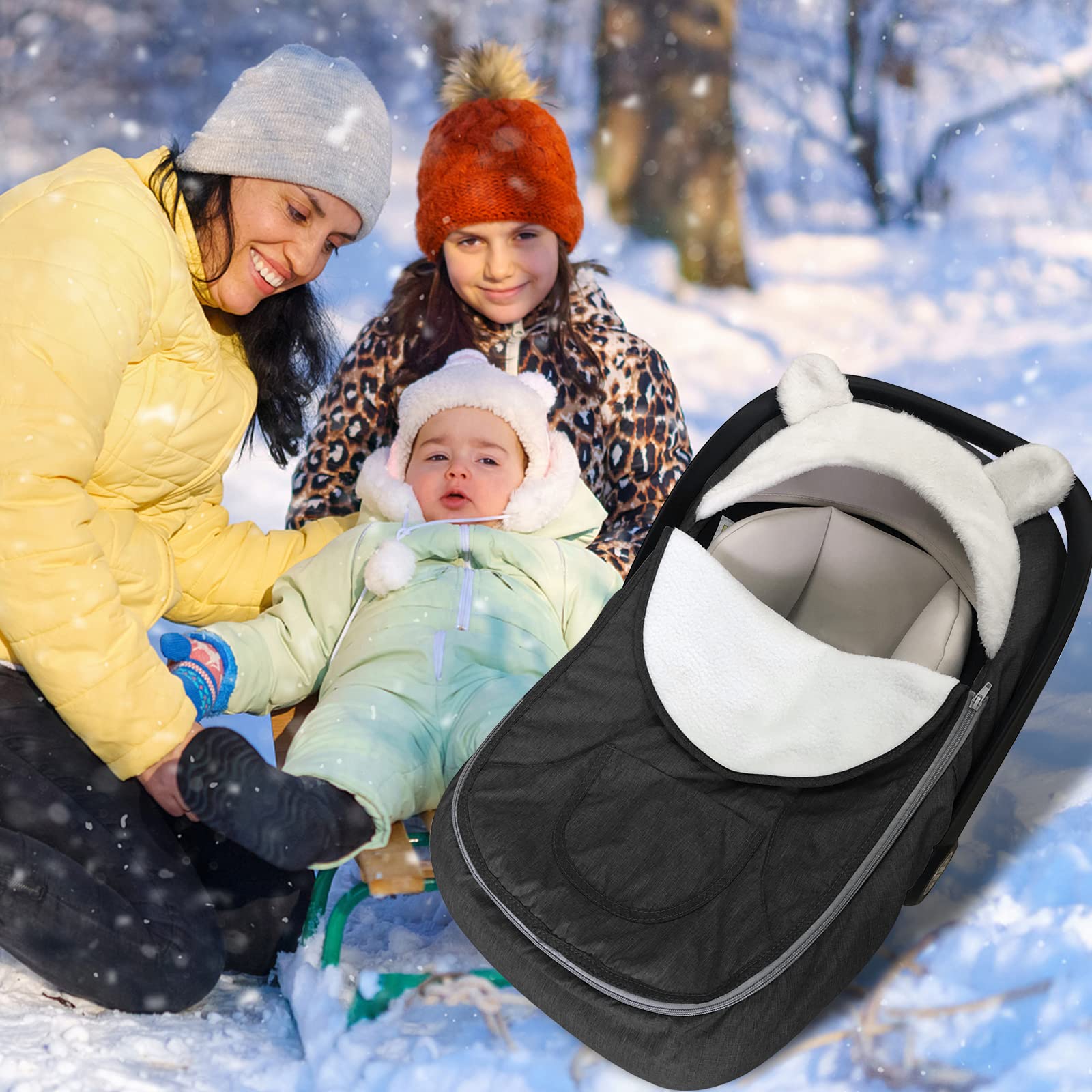 **Winter Baby Car Seat Cover - Universal 2-in-1 Infant Car Seat Protector for Boys & Girls - Soft & Warm All-Season Car Seat Liner - Perfect for Strollers, Shopping, and Travel**