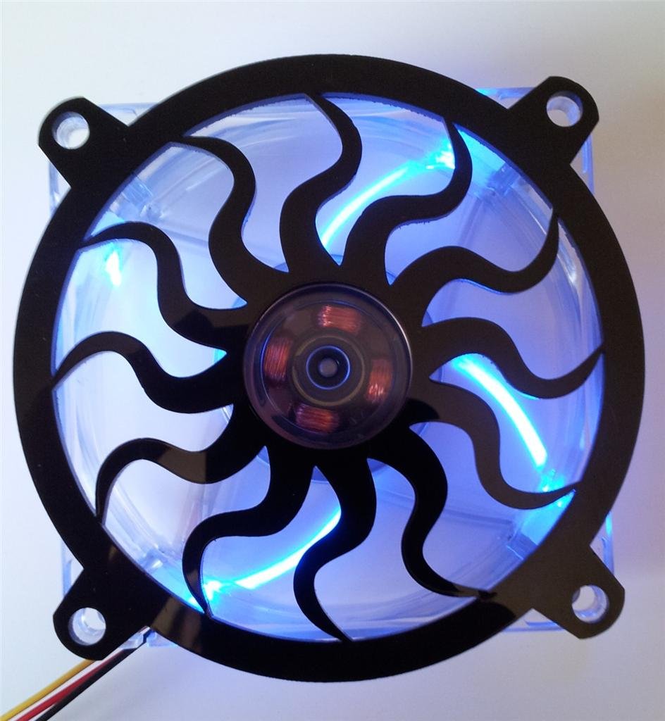 Custom 120mm Acrylic PC Fan Grill - Spiral Sun Design for Gaming Rigs & Cases