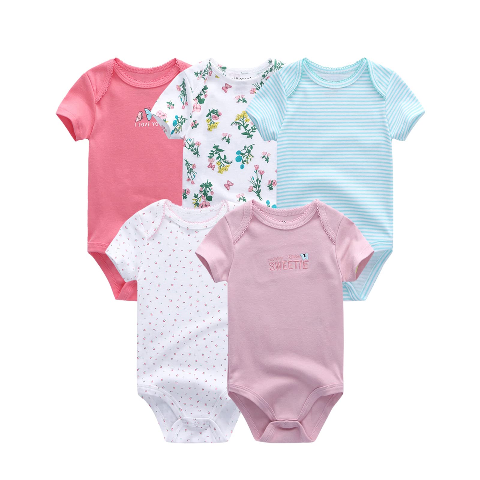 Organic Cotton Baby Bodysuits & Pants Set with Matching Cap & Scratch Mittens - Soft Newborn Clothes for Boys & Girls 0-12 Months | Perfect for Daily Wear, Photo Shoots & Gift Giving