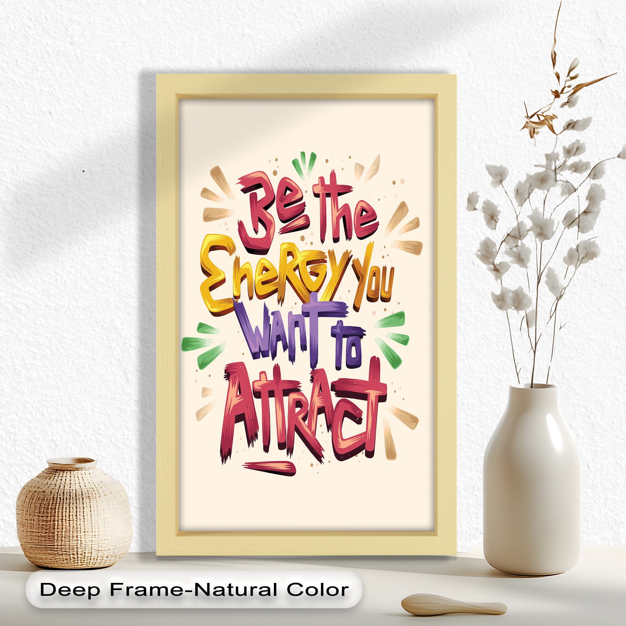 Inspirational Oil Painting - Be the Energy You Want to Attract - Motivational Wall Art for Home, Office & Meditation Space