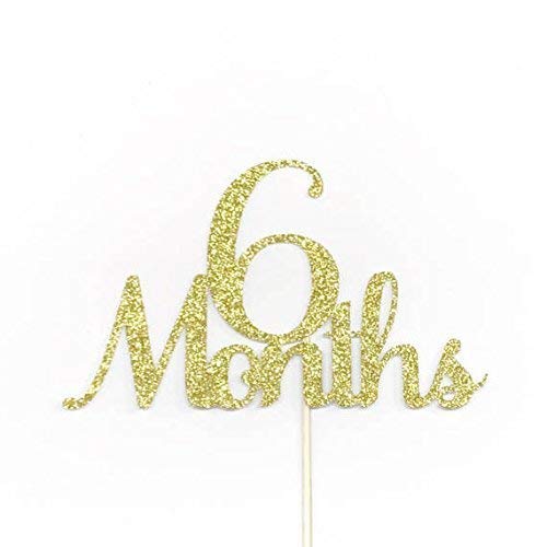 6 Months Half Birthday Cake Topper - 1/2 Year Celebration Decor for Baby Shower, First Birthday Party & Milestone Photos | Gold & Pink Cake Decorations