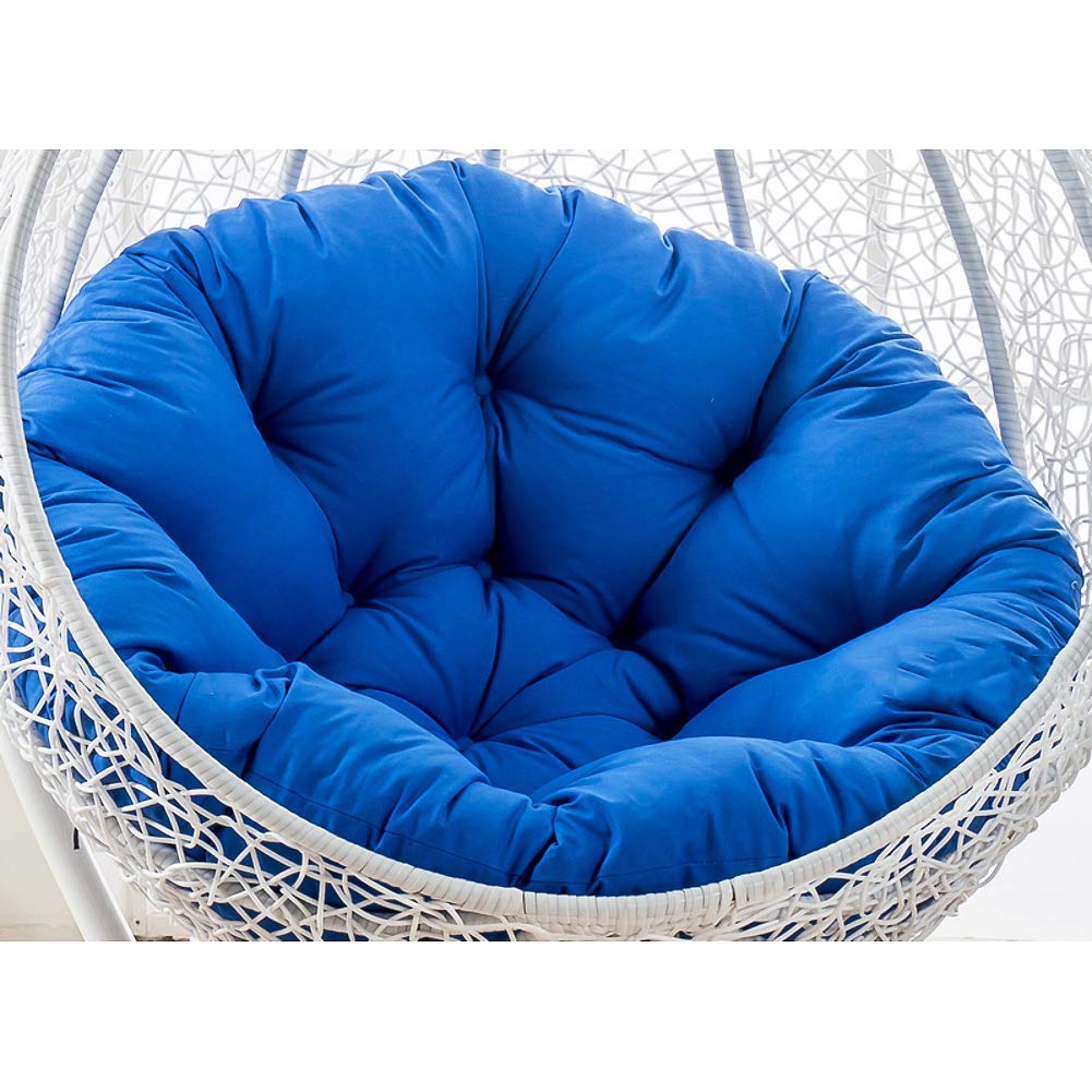 Hanging Chair Cushion - Round Thickened Nest Shaped Seat Pad for Rocking Chairs, Indoor/Outdoor Use, Washable Overstuffed Blue Cushion 140x110cm (55x43in) - Perfect for Porch Swings, Garden Hammocks & Nursery Gliders