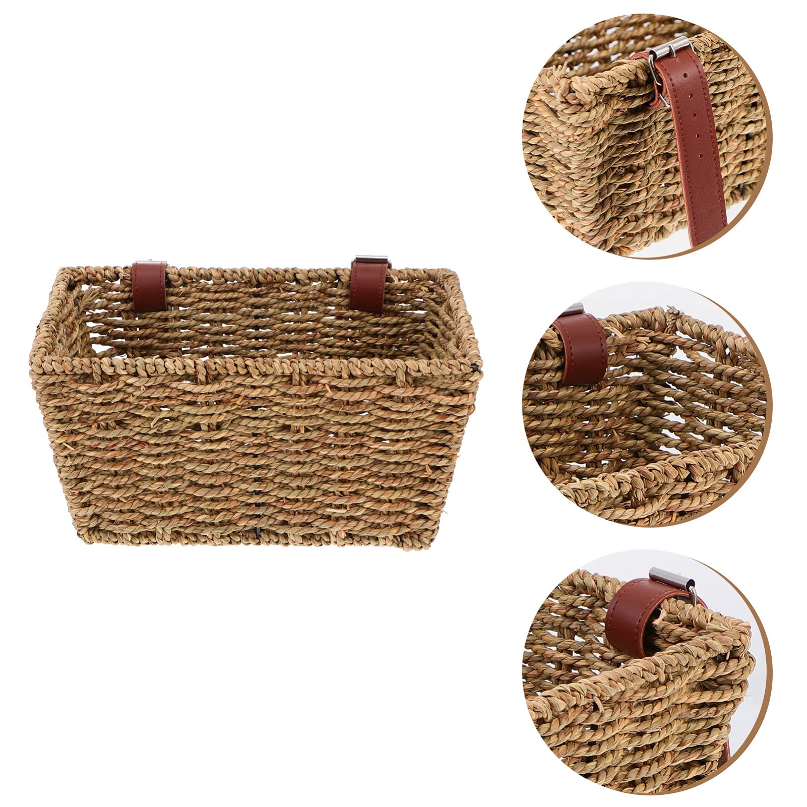 Cabilock Woven Wicker Bike Basket with Lid - Front Handlebar or Rear Cargo Basket for Bicycles - Perfect for Groceries, Picnics & Commuting (Random Color)