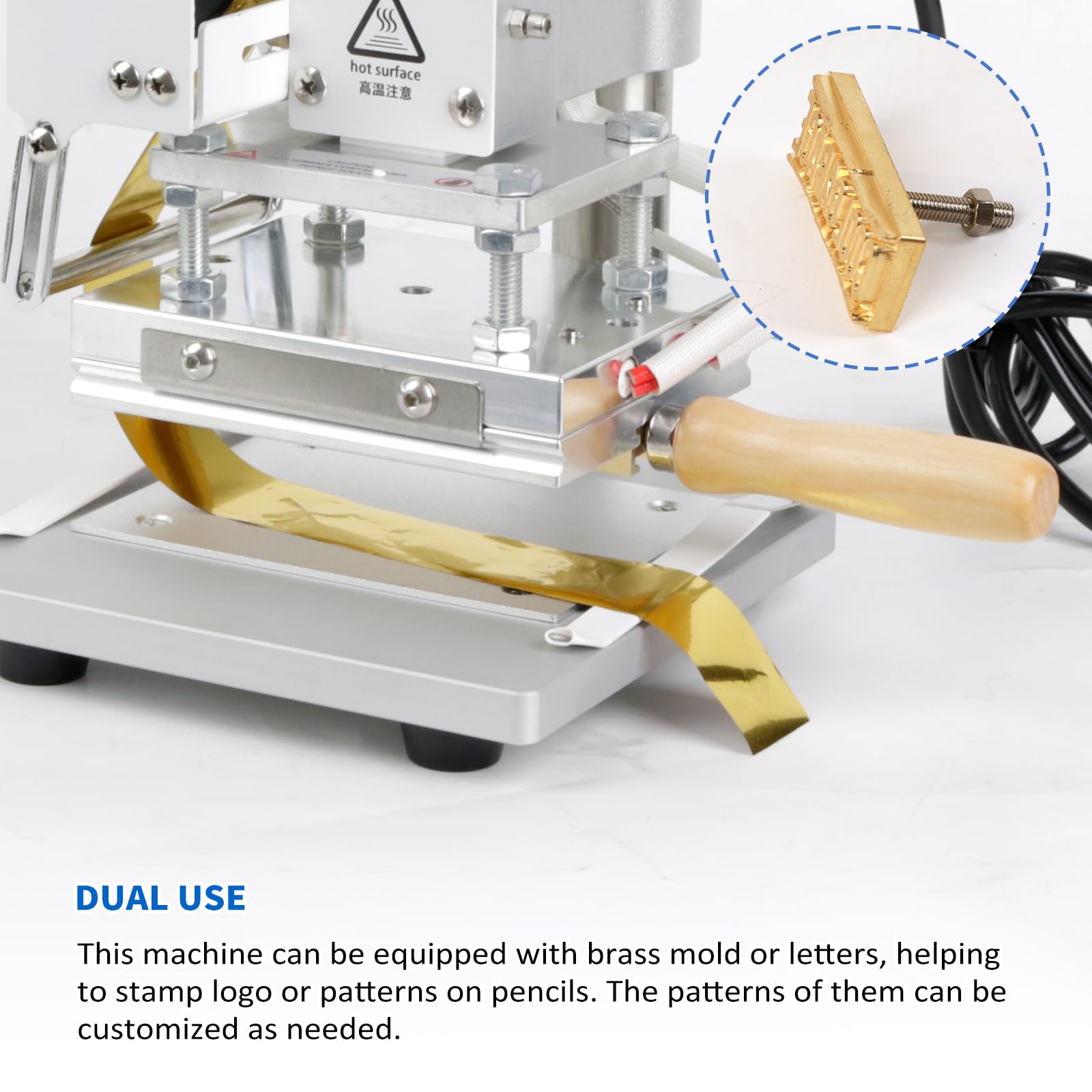 ZS-100B Dual Use Hot Foil Stamping Machine - Manual Gold Foil Embosser for Leather, Paper, Wood & DIY Crafts - Perfect for Customizing Notebooks, Cards & Leather Goods
