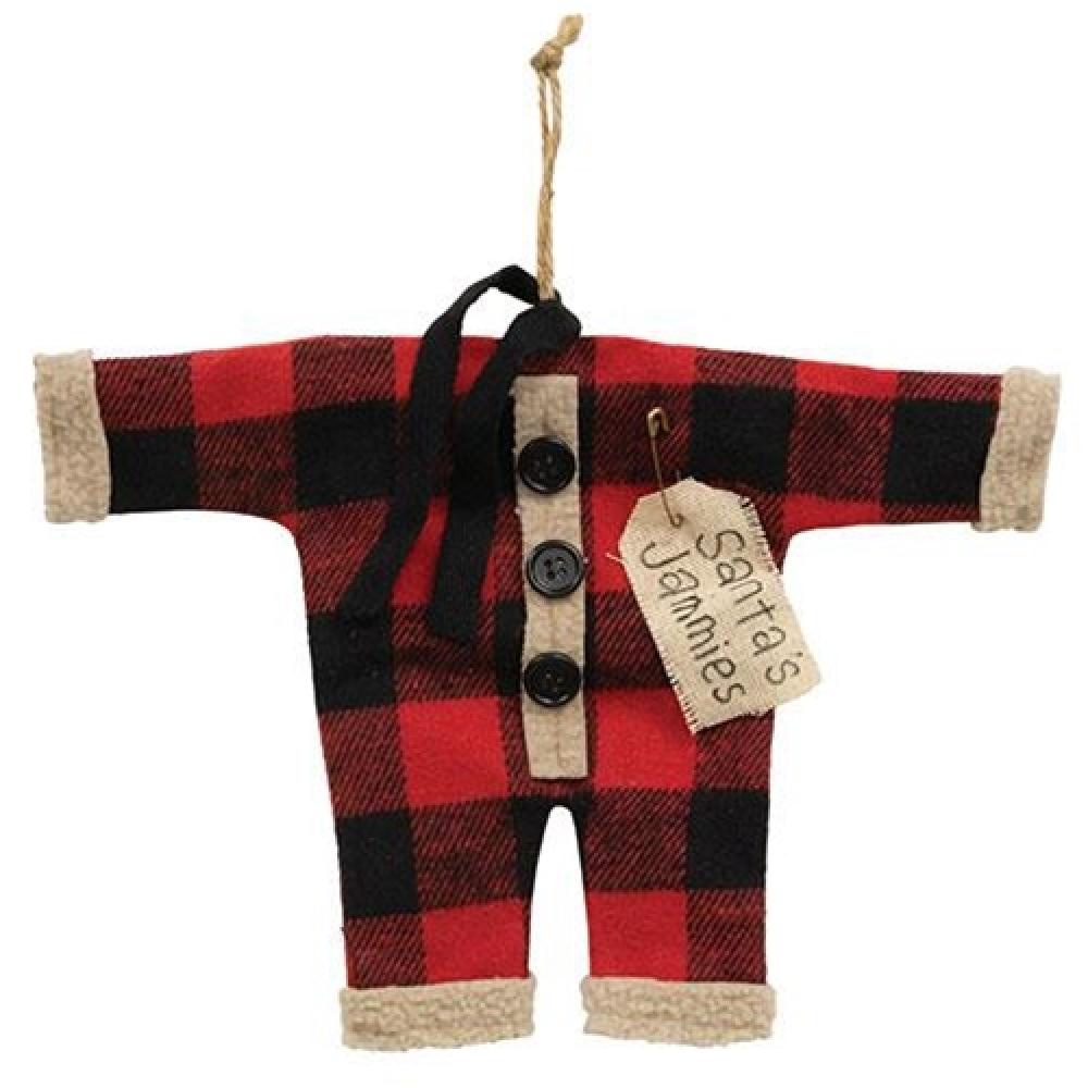 Red and Black Checkered Small Santa Pajamas Ornament - Perfect for Christmas Tree Decorations and Holiday Gifts