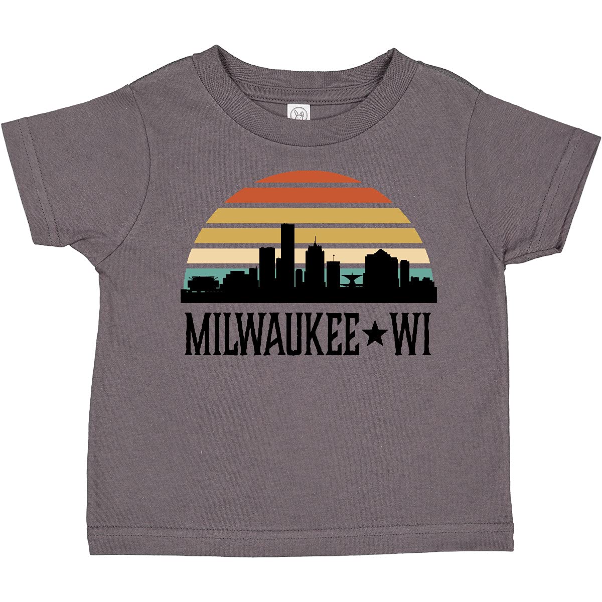 Inktastic Milwaukee Wisconsin Skyline Retro Sunset Toddler T-Shirt - Cute Graphic Tee for Boys & Girls - Perfect for Playdates, Daycare & Family Outings
