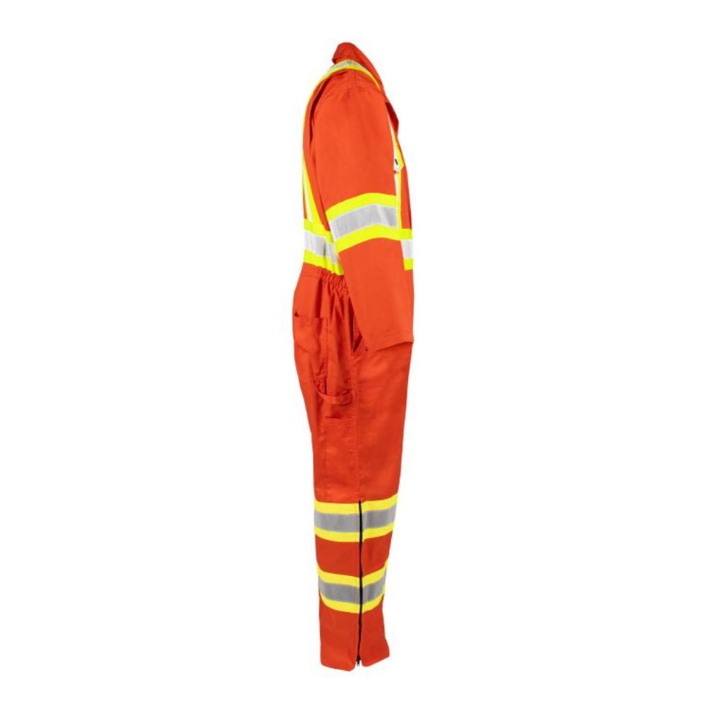 Terra Men's High Visibility Unlined Coverall 116581OR - Orange Safety Workwear for Construction, Road Work & Emergency Services