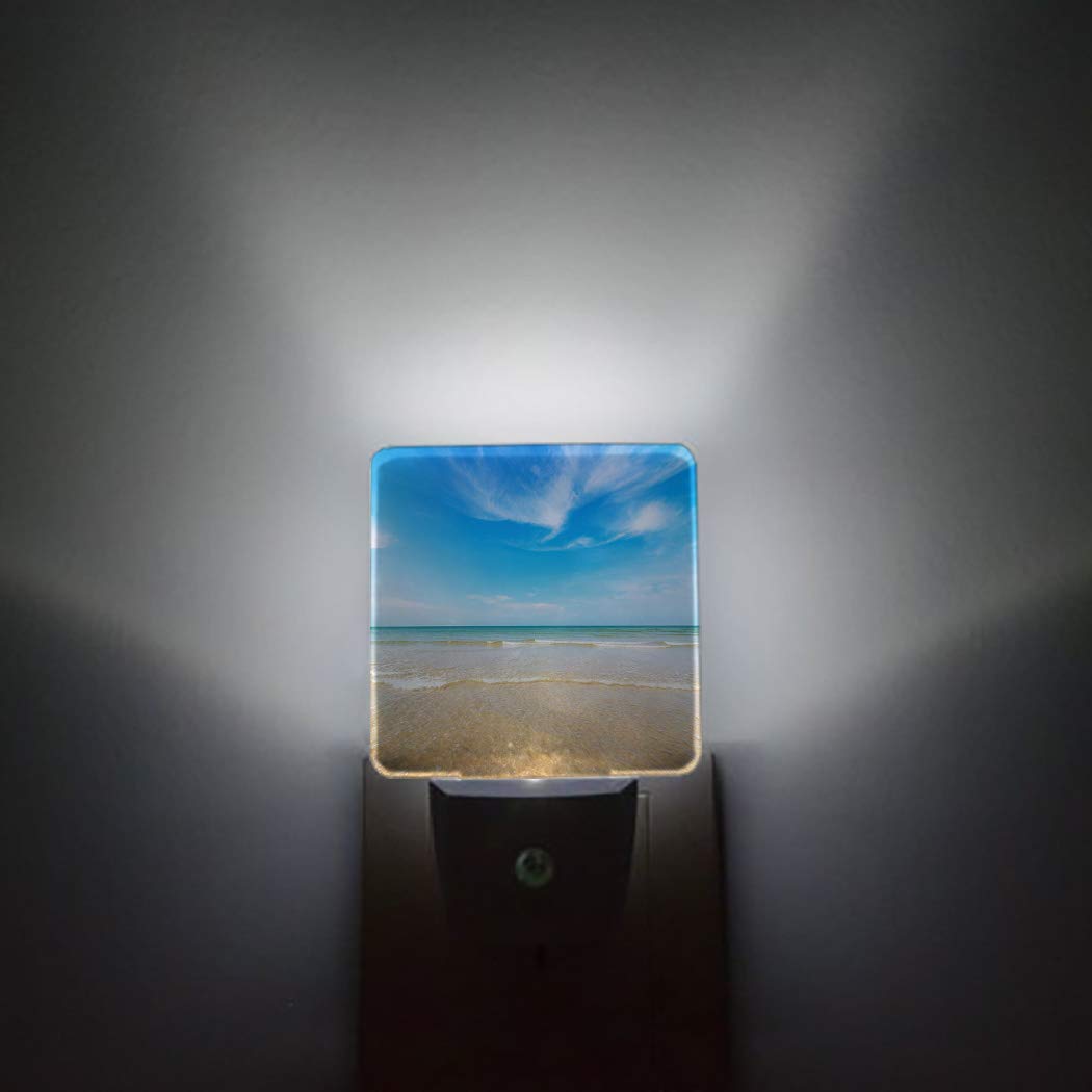 LED Night Light Plug in with Auto Sensor - Exotic Beach Scenery for Bedroom & Kids Room Decor