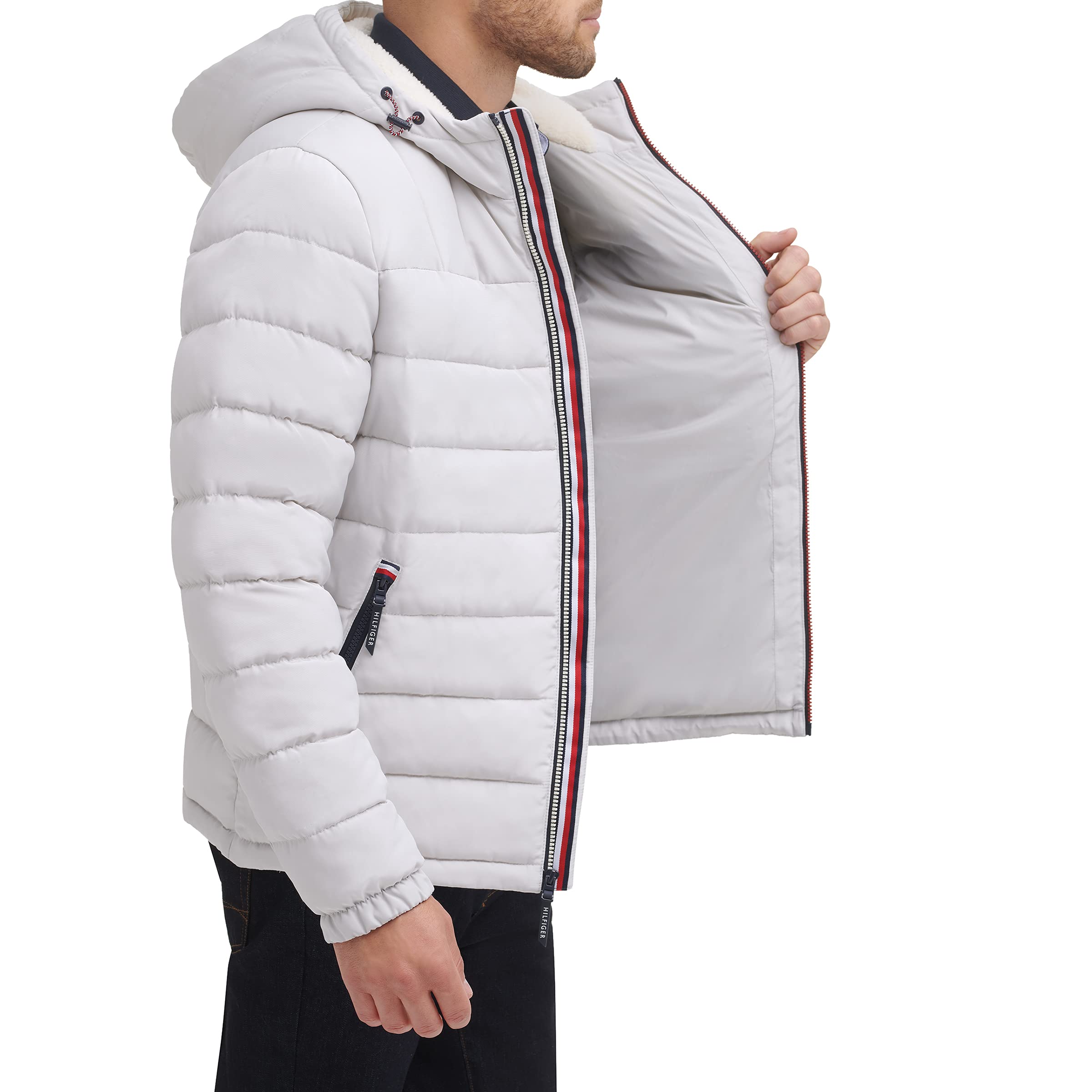 Tommy Hilfiger Men's Midweight Sherpa-Lined Hooded Water-Resistant Puffer Jacket | Winter Warm Coat for Outdoor Activities & Casual Wear