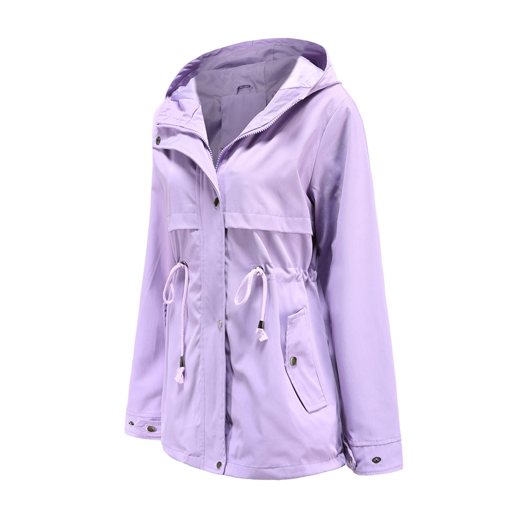DOSLAVIDA Women's Waterproof Rain Jacket with Hood - Lightweight Windbreaker Trench Coat for Outdoor Activities, Hiking, Travel & Commuting