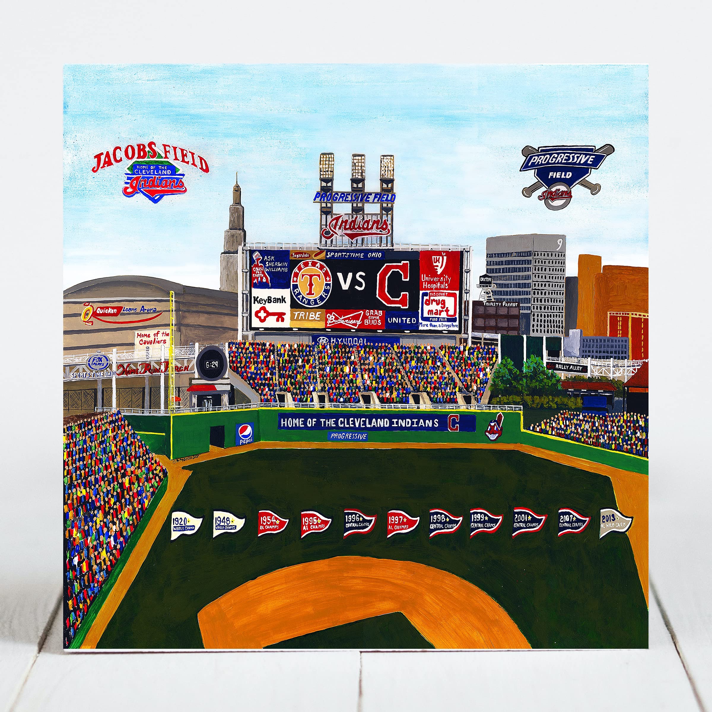 Cleveland Sports Ceramic Tile Coaster Set - Progressive Field & Jacobs Field Baseball Theme - Stadium Series Decorative Art for Home & Office