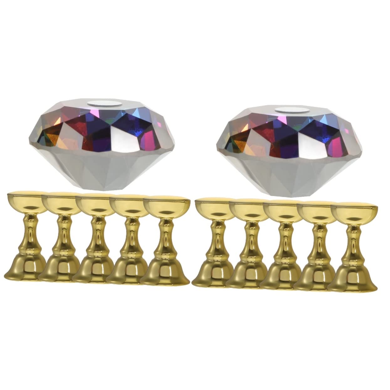 FRCOLOR 2 Sets Magnetic Nail Practice Stand - Acrylic Nail Display Trays with Crystal Holder for Manicure Training, Nail Art Practice & Salon Display | Perfect for Nail Technicians, Students & DIY Enthusiasts