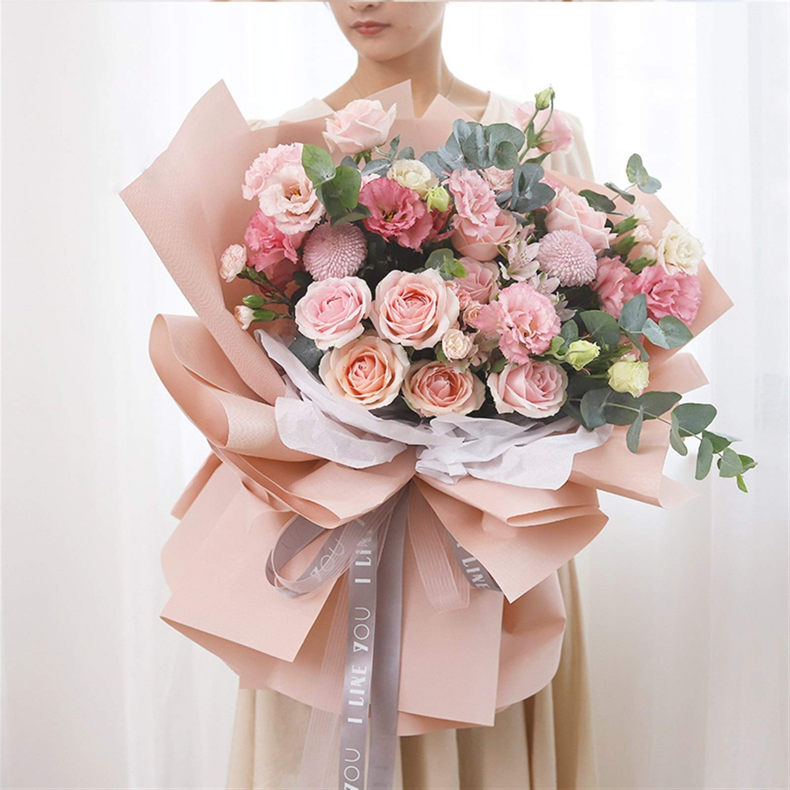DUOER 20pcs Waterproof Flower Wrapping Paper 60x60cm - Korean Style for Bouquets & Roses (Gift Wrapping)