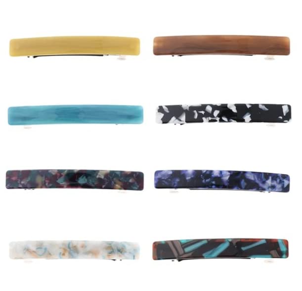3-Piece French Hair Barrettes Set - Tortoise Shell & Geometric Acetate Hair Clips - Thin Resin Hair Barrettes for Women - Perfect for Office, Weddings & Everyday Styling