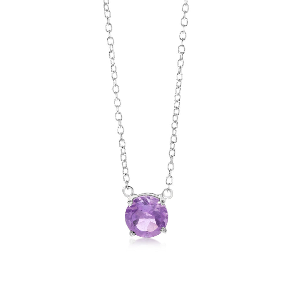 7mm Natural Amethyst Sterling Silver Pendant Necklace for Women - Elegant Jewelry Gift for Birthday, Anniversary & Special Occasions
