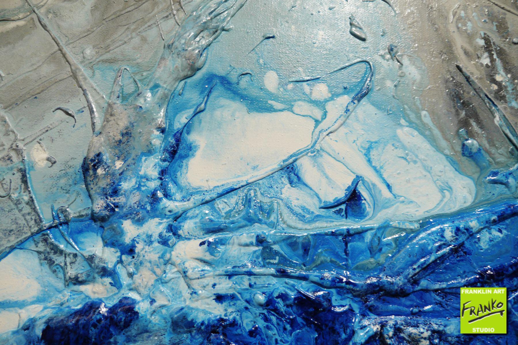 Blue Beat 120cm x 150cm Blue White Textured Abstract Canvas Wall Art - Modern Home Decor for Living Room, Bedroom & Office