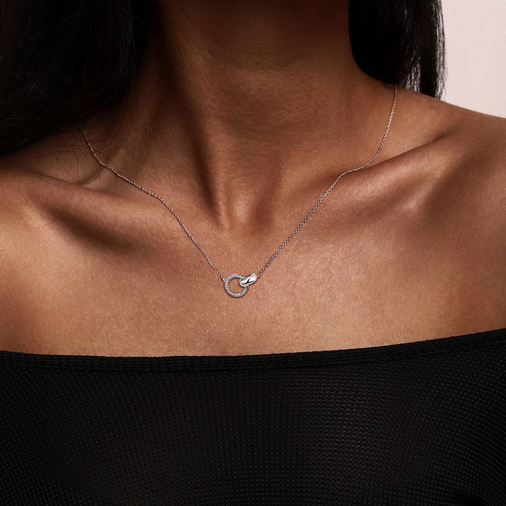 Lab Grown Diamond Interlocking Love Necklace - 14K Gold Pendant for Women, Anniversary & Valentine's Day Gift, Perfect for Romantic Occasions & Special Moments