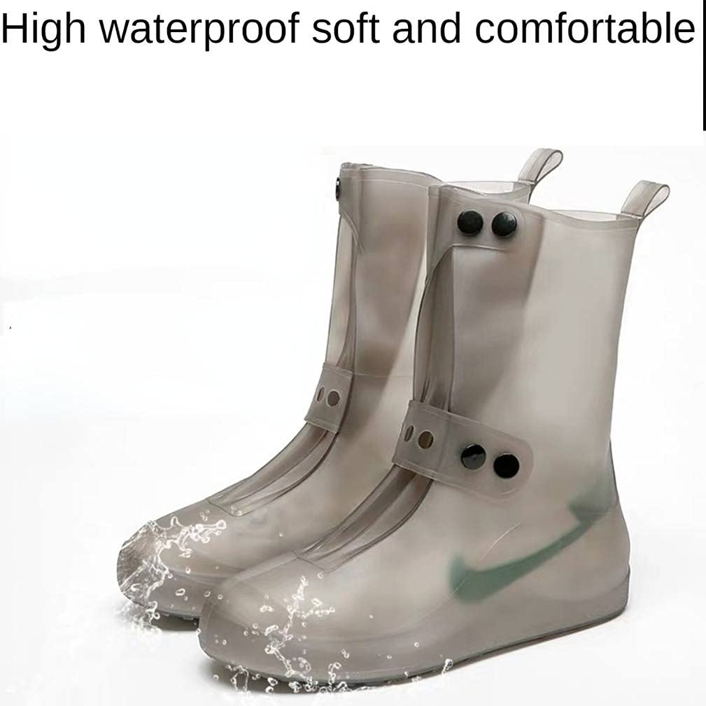 **DKZ Unisex Waterproof Rain Shoe Covers – Non-Slip, Durable Silicone Foot Protection for Adults & Kids (High Tube, Transparent White, Medium) – Perfect for Hiking, Commuting & Outdoor Adventures**