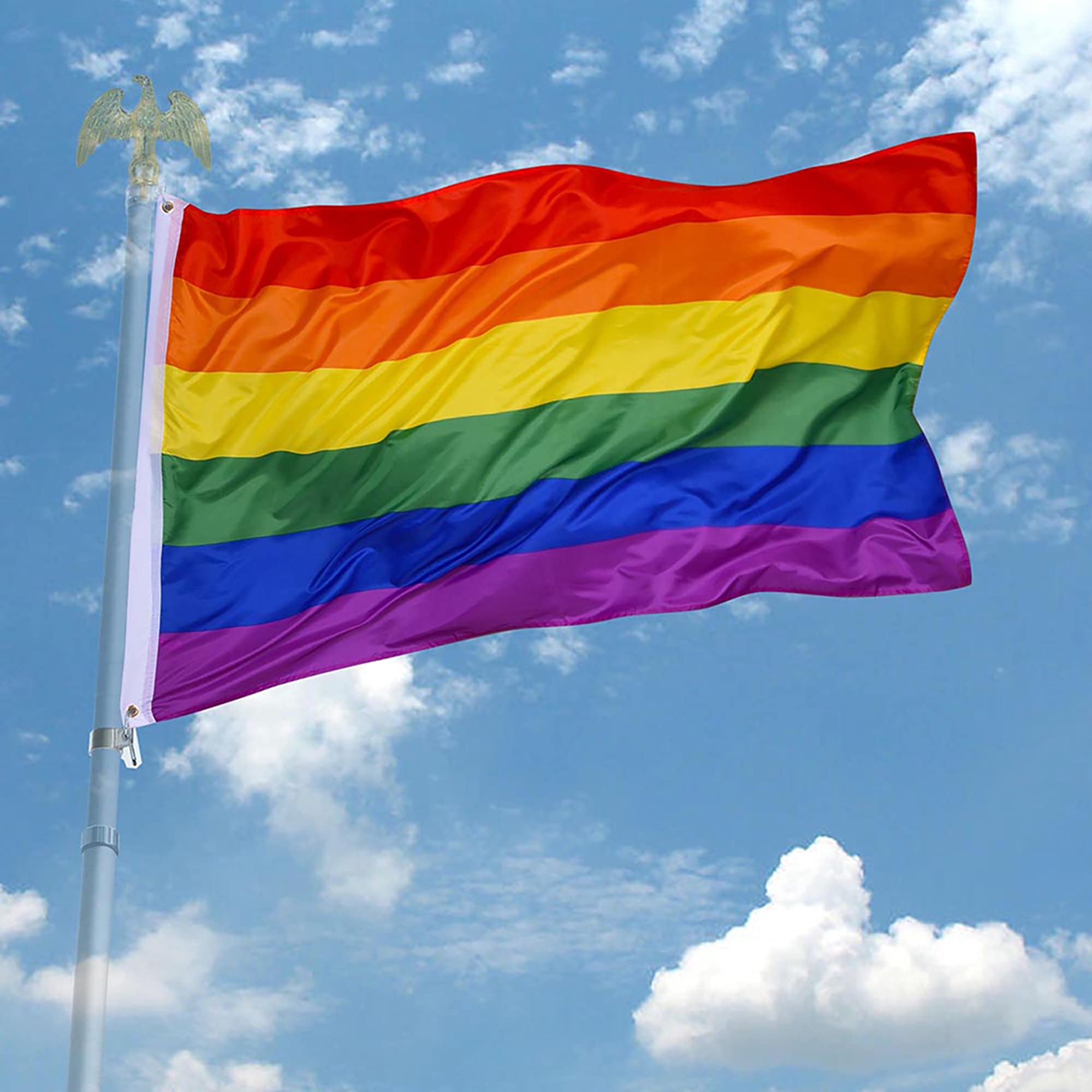 5x3 Ft Rainbow Pride Flag - LGBT Gay Lesbian Bisexual Transgender Banner with Brass Grommets - Durable Polyester Fabric - 10 Pack for Parades, Parties & Home Decor