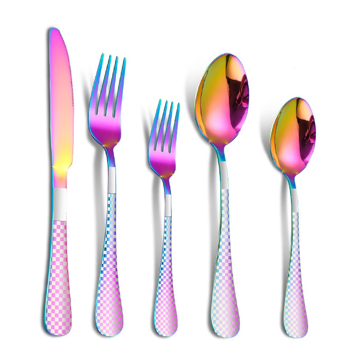 20-Piece Stainless Steel Flatware Set with Titanium Rainbow Plating - Colorful Cutlery Set for 4, Dinnerware & Silverware for Everyday Use, Parties & Gifts