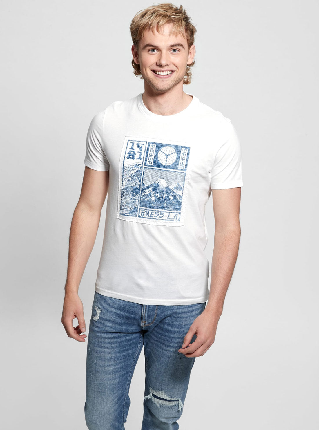 Eco-Friendly White Patch and Embroidered Cotton T-Shirt for Men & Women - Casual Wear, Street Fashion, Sustainable Outfit