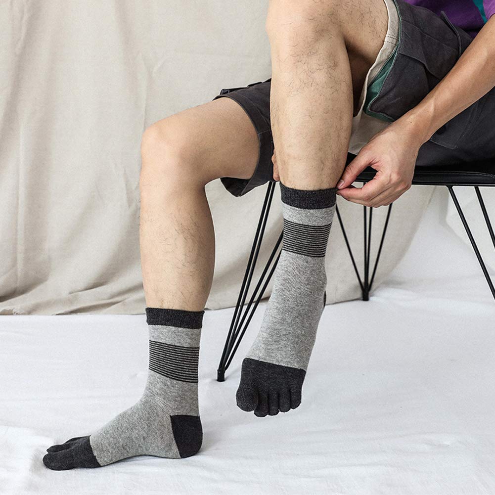 Artfasion Men's Toe Socks - 5 Pack Cotton Five Finger Socks for Running, Yoga & Casual Wear - Breathable Athletic Crew Socks for Sports & Everyday Comfort