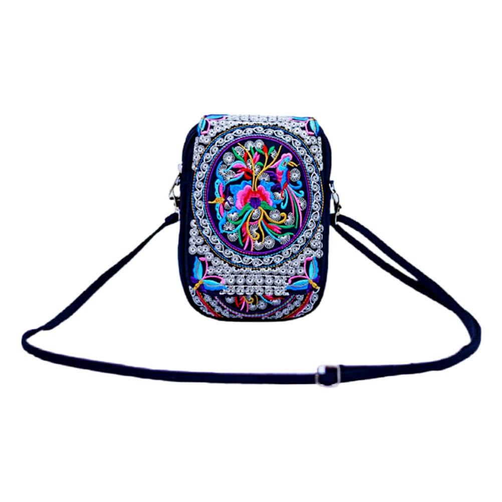 LUOZZY Women's Embroidered Ethnic Shoulder Bag - Crossbody Phone Pouch & Coin Wallet - Perfect for Travel, Shopping, and Everyday Use