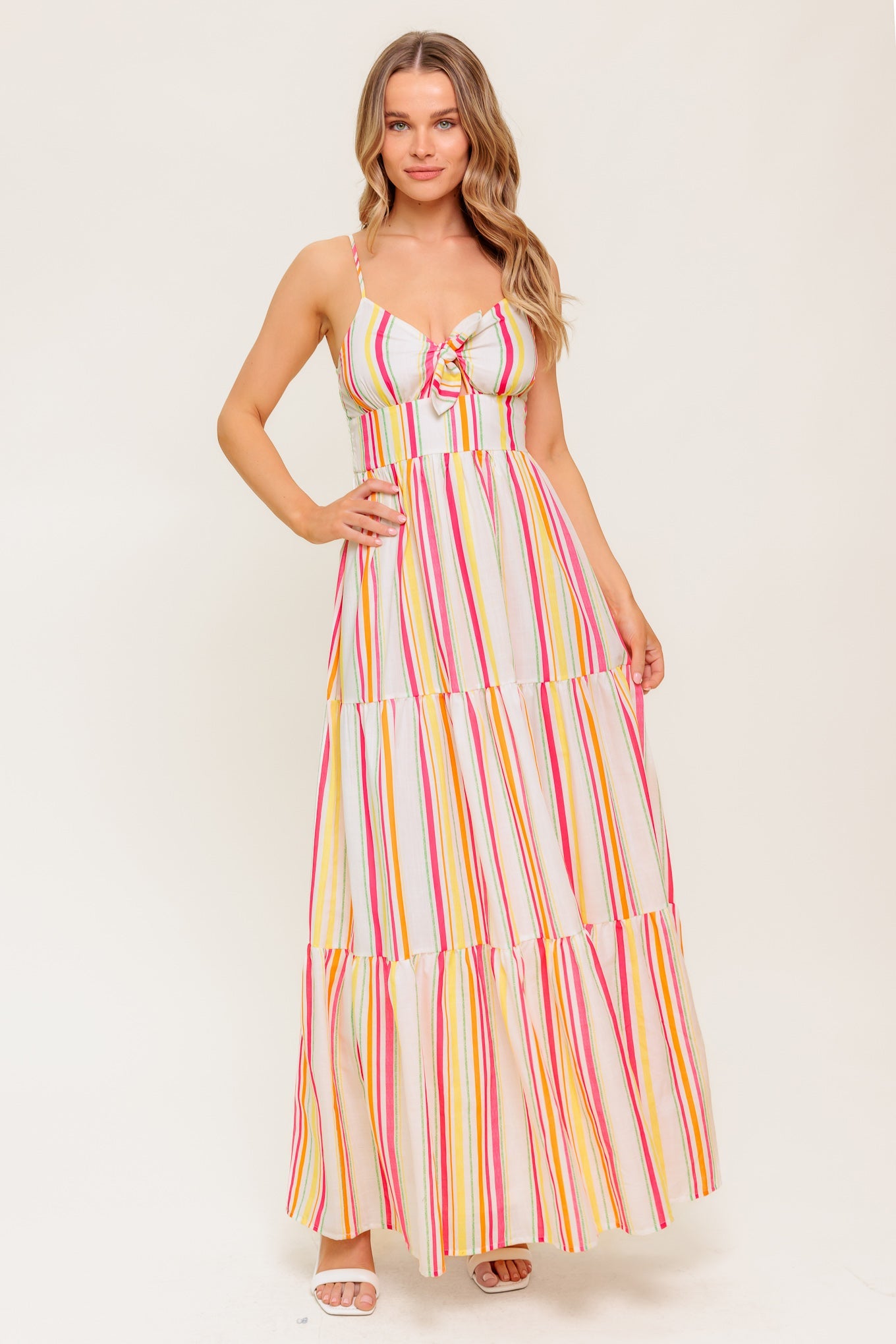 JEMMA Striped Maxi Dress for Women - Flowy Long Summer Dress with Pockets - Perfect for Beach, Vacation, and Casual Outings