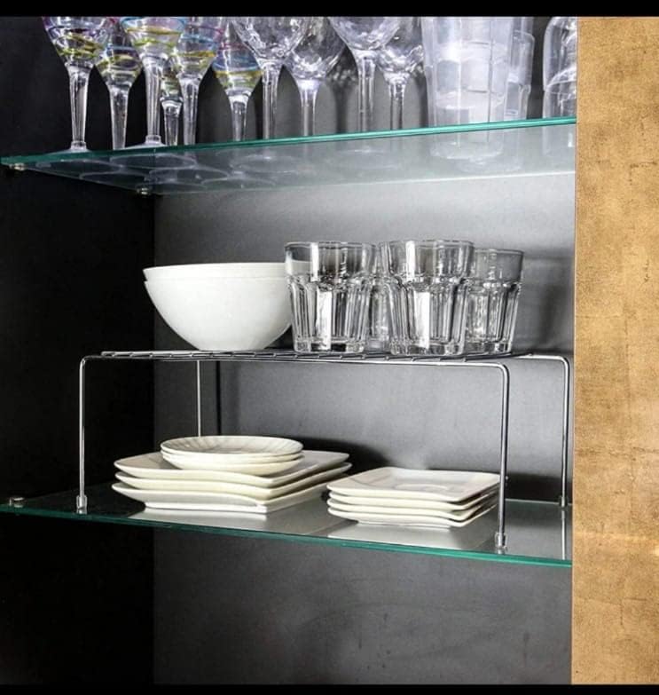 6-Pack Expandable Stainless Steel Kitchen Dish Rack - Rust-Resistant Nano Coating, Extends to 580mm for Cabinet Storage - Perfect for Small Kitchens, Dish Drying & Countertop Organization