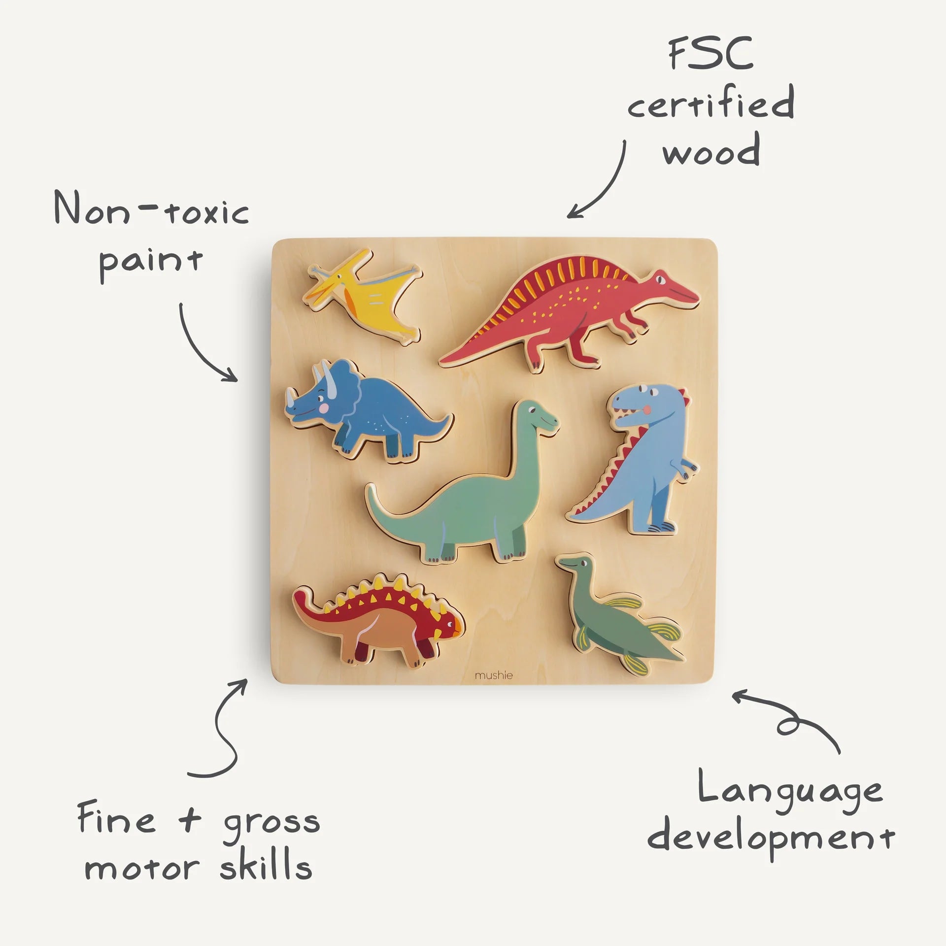 Wooden Dinosaur Puzzle for Kids - Educational Animal Jigsaw Toy for Toddlers Ages 3-5 - Perfect for Birthday Gifts, Classroom Activities & Early Learning Development