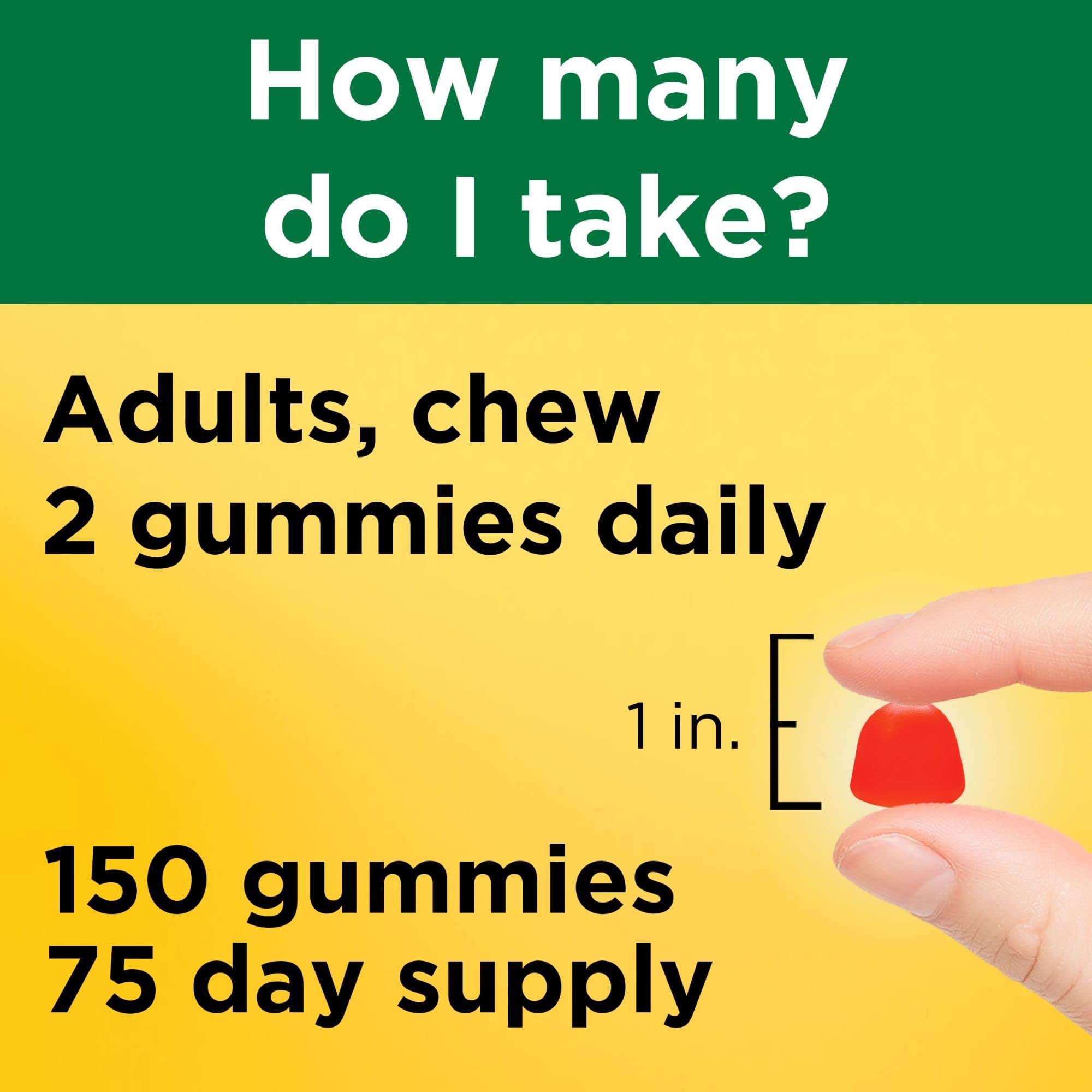 Nature Made Vitamin D3 2000 IU (50 mcg) Gummies - Bone, Teeth & Immune Support Supplement - 150 Count (75 Day Supply) - For Adults & Kids - Perfect for Daily Wellness & Immune Boosting