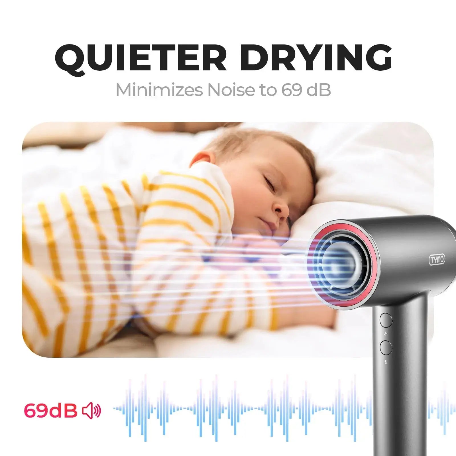 TYMO AIRHYPE LITE 3 Nozzles Professional Hair Dryer - Lightweight & Fast Drying for Salon-Quality Styling at Home | Perfect for Travel, Daily Use & Salon Professionals