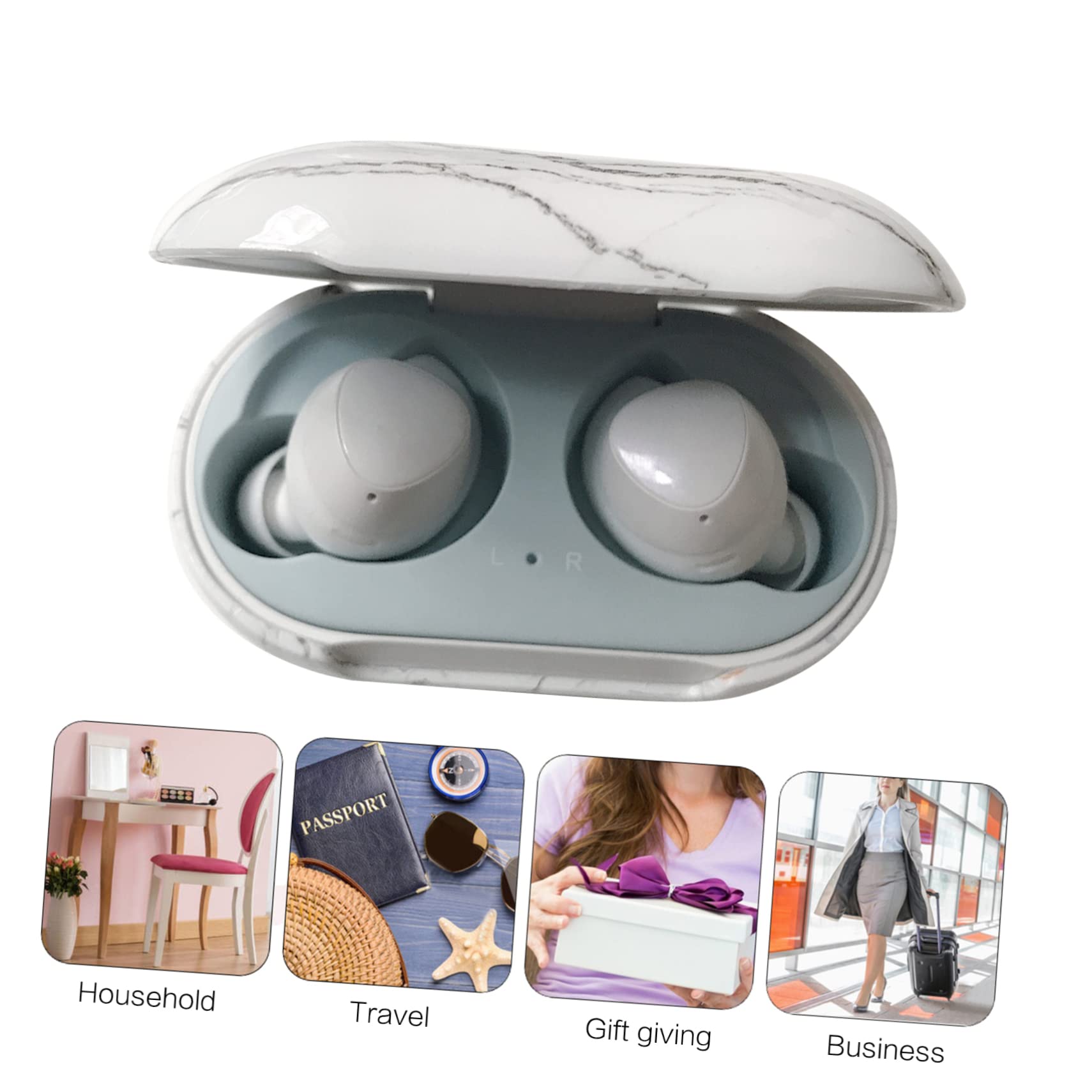 Gadpiparty Protective Headphone Case - Elegant Marble Design Storage Box for Headset & Earphones | Travel, Home & Office Use