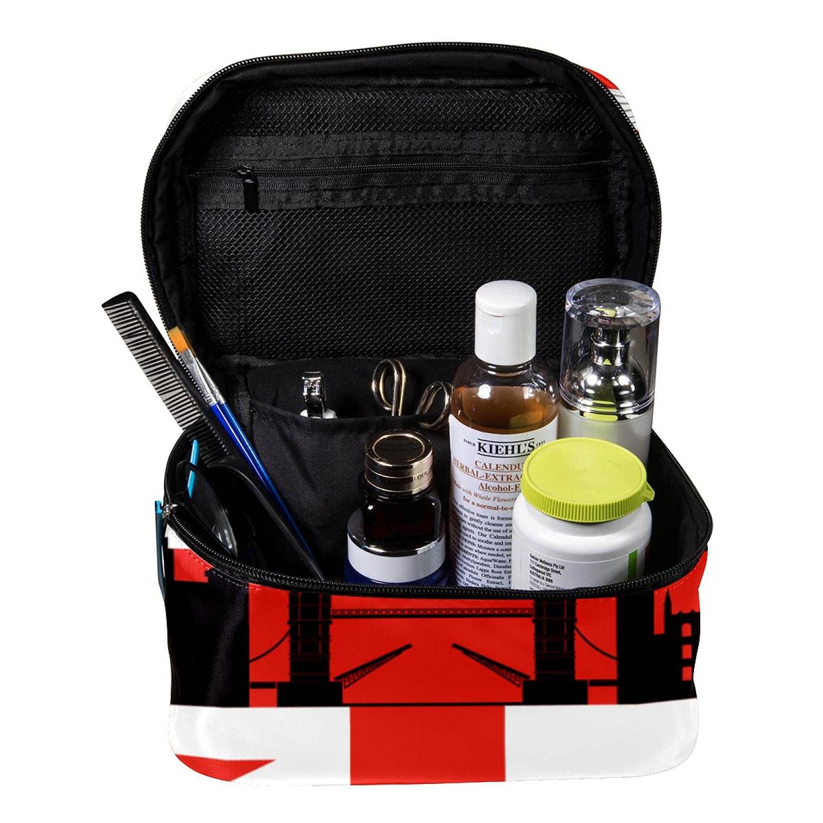British Flag London Cityscape Travel Makeup Bag - Large Cosmetic Organizer with Zipper, Toiletry Pouch for Women & Girls - Perfect for Travel, Gym, and Daily Essentials Storage