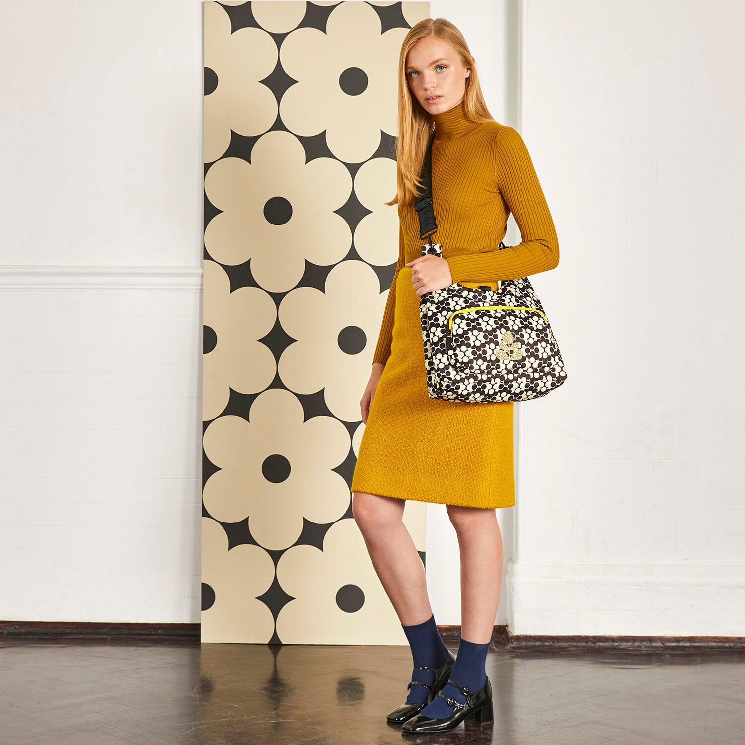 Stylish Midi Crossbody Bag with Puzzle Flower Porcini Design - Perfect for Women's Daily Use, Travel & Shopping Accessories