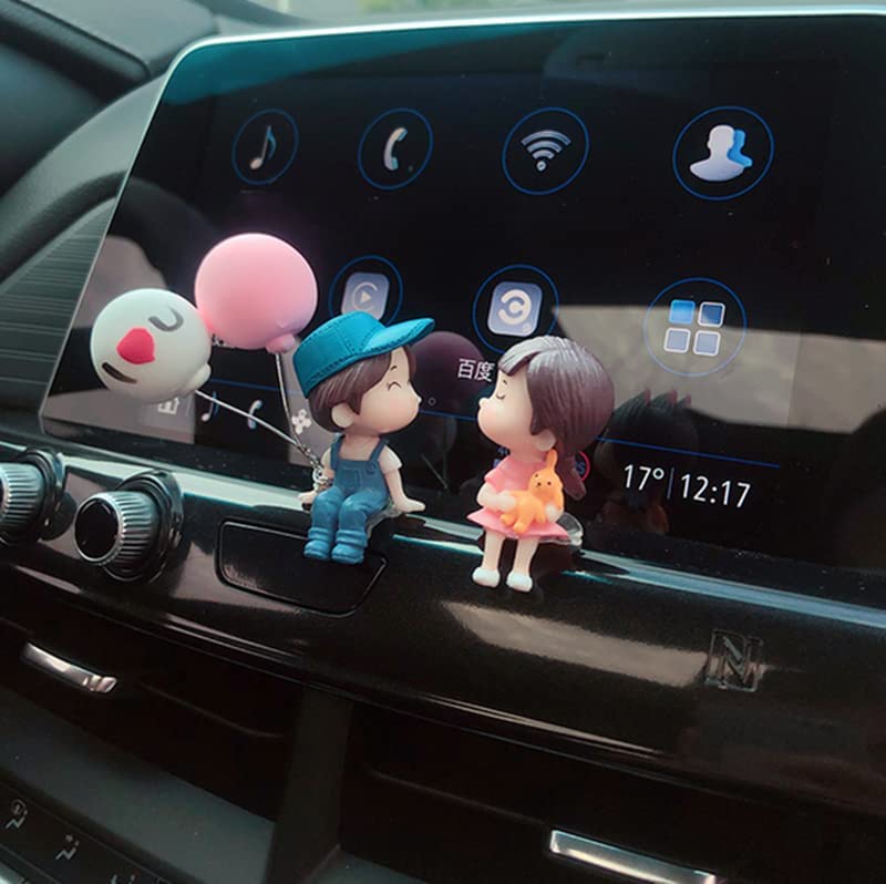 Couple Cute Car Dashboard Ornaments - Romantic Car Accessories for Women, Funny Dashboard Decor & Unique Car Interior Gifts (M) - Perfect for Valentine's Day, Anniversary Gifts & Couple Car Decorations