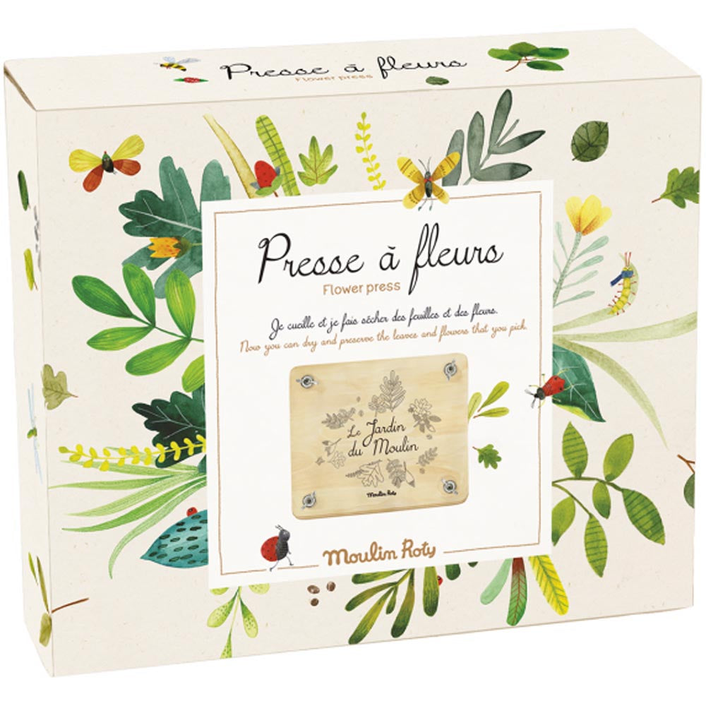 Moulin Roty Flower Press Kit - Botanical Flower Press for Kids & Adults - Perfect for DIY Crafts, Nature Exploration, and Scrapbooking
