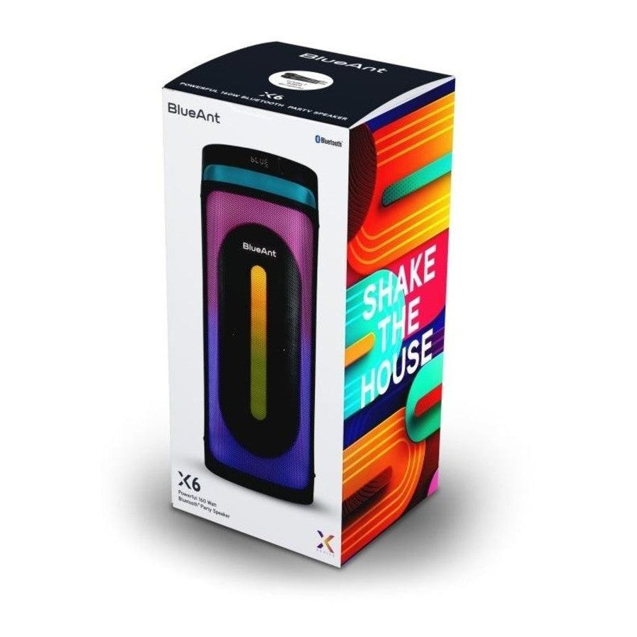 BlueAnt X6 Portable Bluetooth Party Speaker with LED Lights - Perfect for Outdoor Gatherings, Beach Parties & Home Entertainment